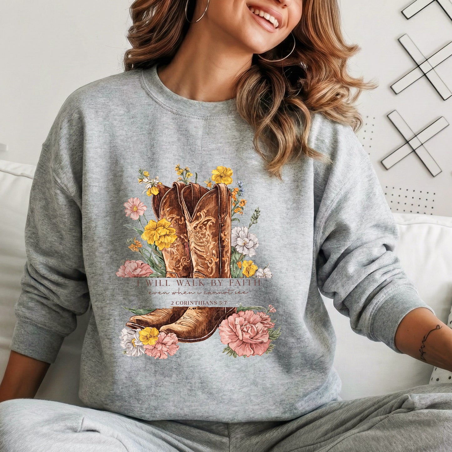 Boots & Blooms: Walk By Faith – Walk by Faith – Unisex Tshirt / Hoodie / Sweatshirt