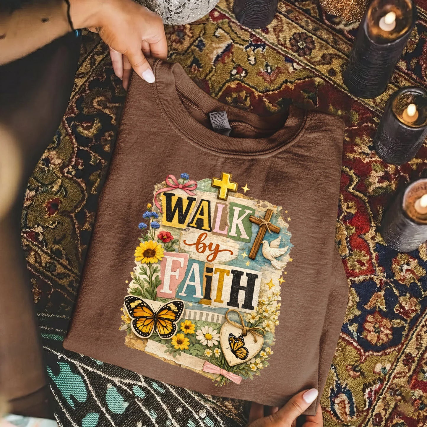 Walk By Faith: Butterfly & Dove Collage – Walk by Faith – Unisex Tshirt / Hoodie / Sweatshirt - Faith Guided Life