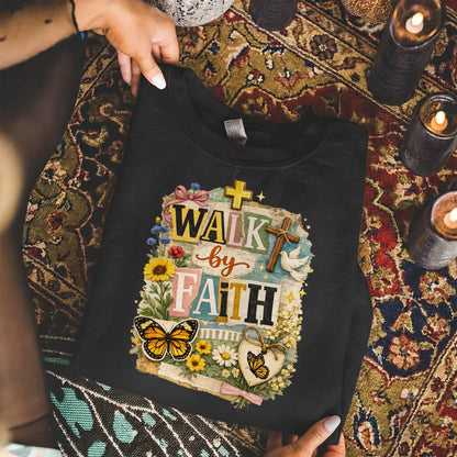 Walk By Faith: Butterfly & Dove Collage – Walk by Faith – Unisex Tshirt / Hoodie / Sweatshirt - Faith Guided Life
