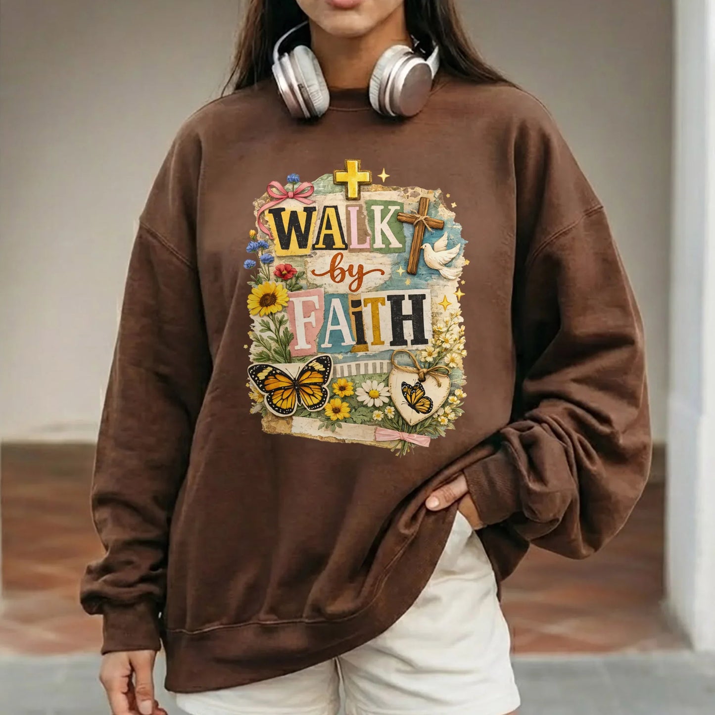Walk By Faith: Butterfly & Dove Collage – Walk by Faith – Unisex Tshirt / Hoodie / Sweatshirt - Faith Guided Life