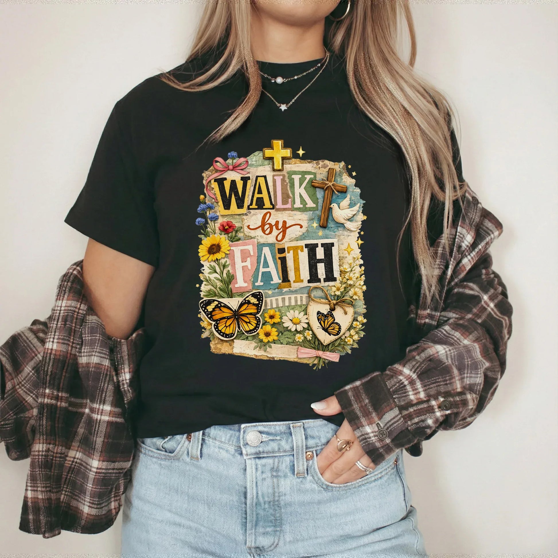Walk By Faith: Butterfly & Dove Collage – Walk by Faith – Unisex Tshirt / Hoodie / Sweatshirt - Faith Guided Life