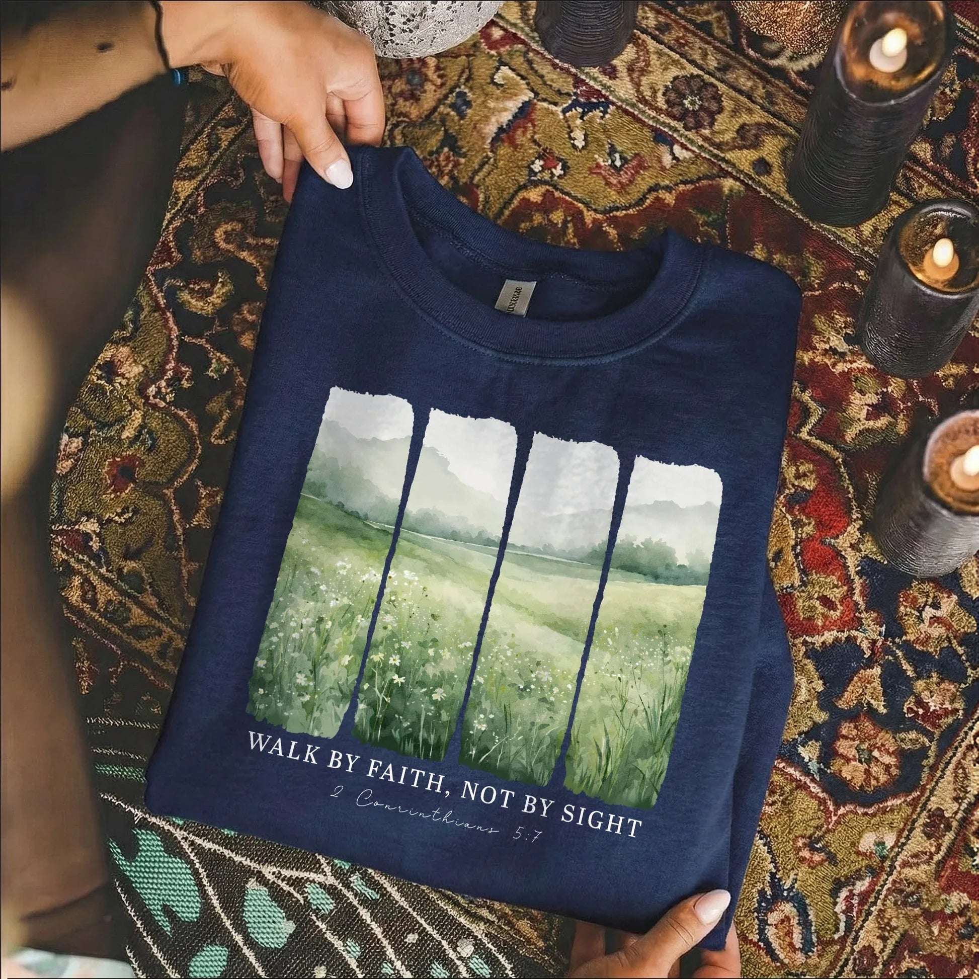 Serene Nature: Walk By Faith – Walk by Faith – Unisex Tshirt / Hoodie / Sweatshirt - Faith Guided Life