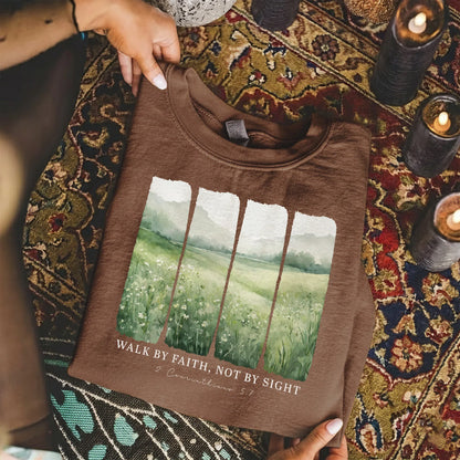 Serene Nature: Walk By Faith – Walk by Faith – Unisex Tshirt / Hoodie / Sweatshirt - Faith Guided Life