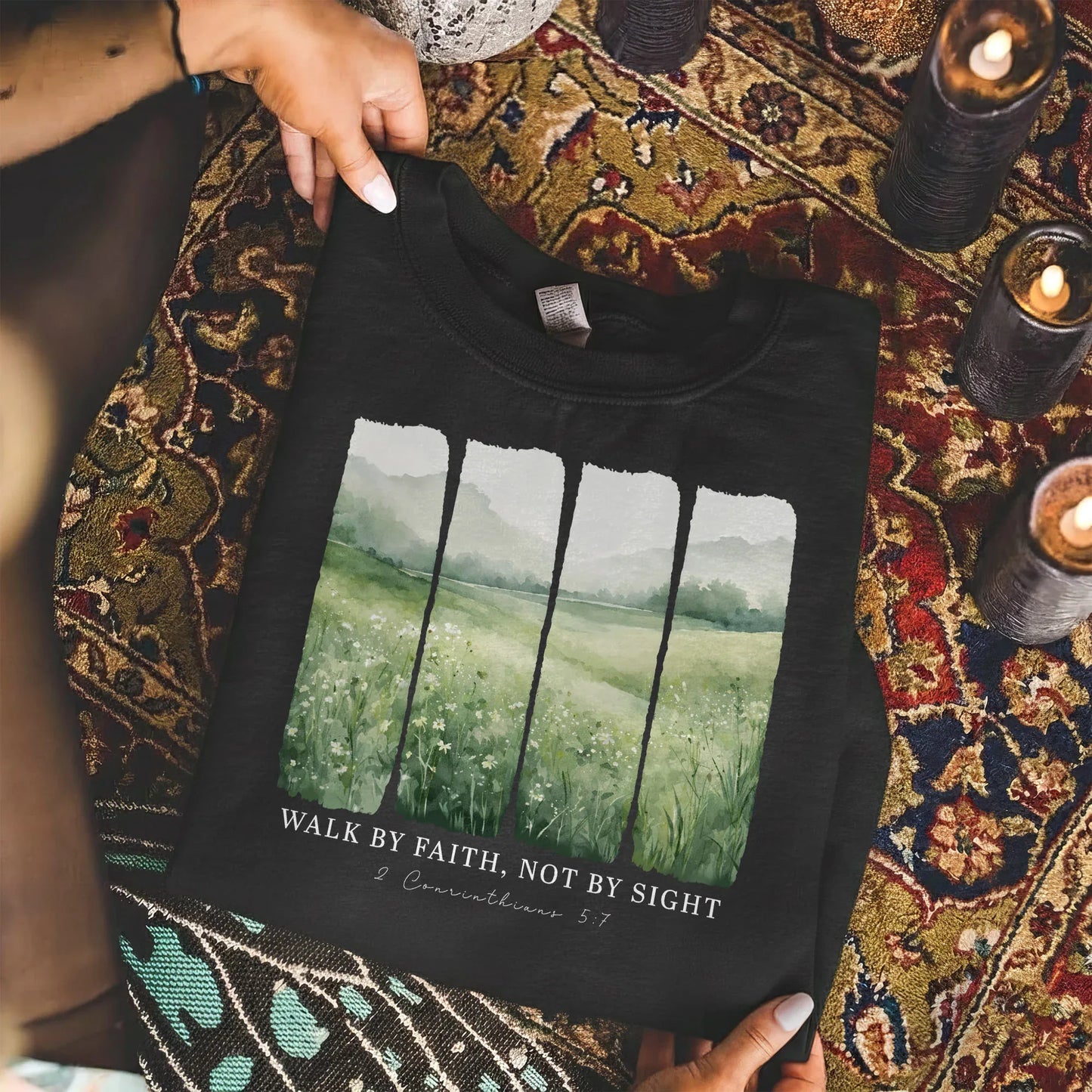 Serene Nature: Walk By Faith – Walk by Faith – Unisex Tshirt / Hoodie / Sweatshirt - Faith Guided Life