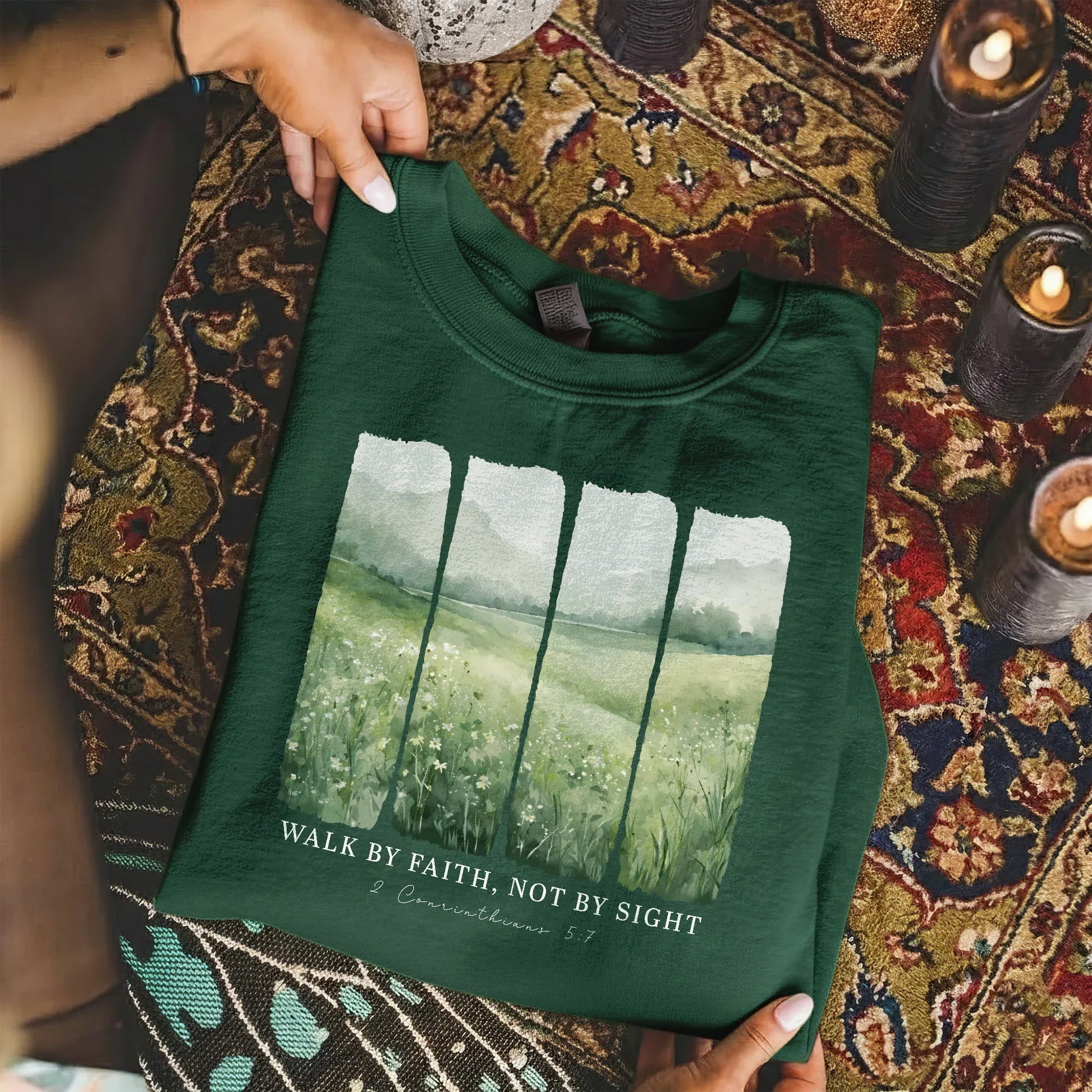 Serene Nature: Walk By Faith – Walk by Faith – Unisex Tshirt / Hoodie / Sweatshirt - Faith Guided Life
