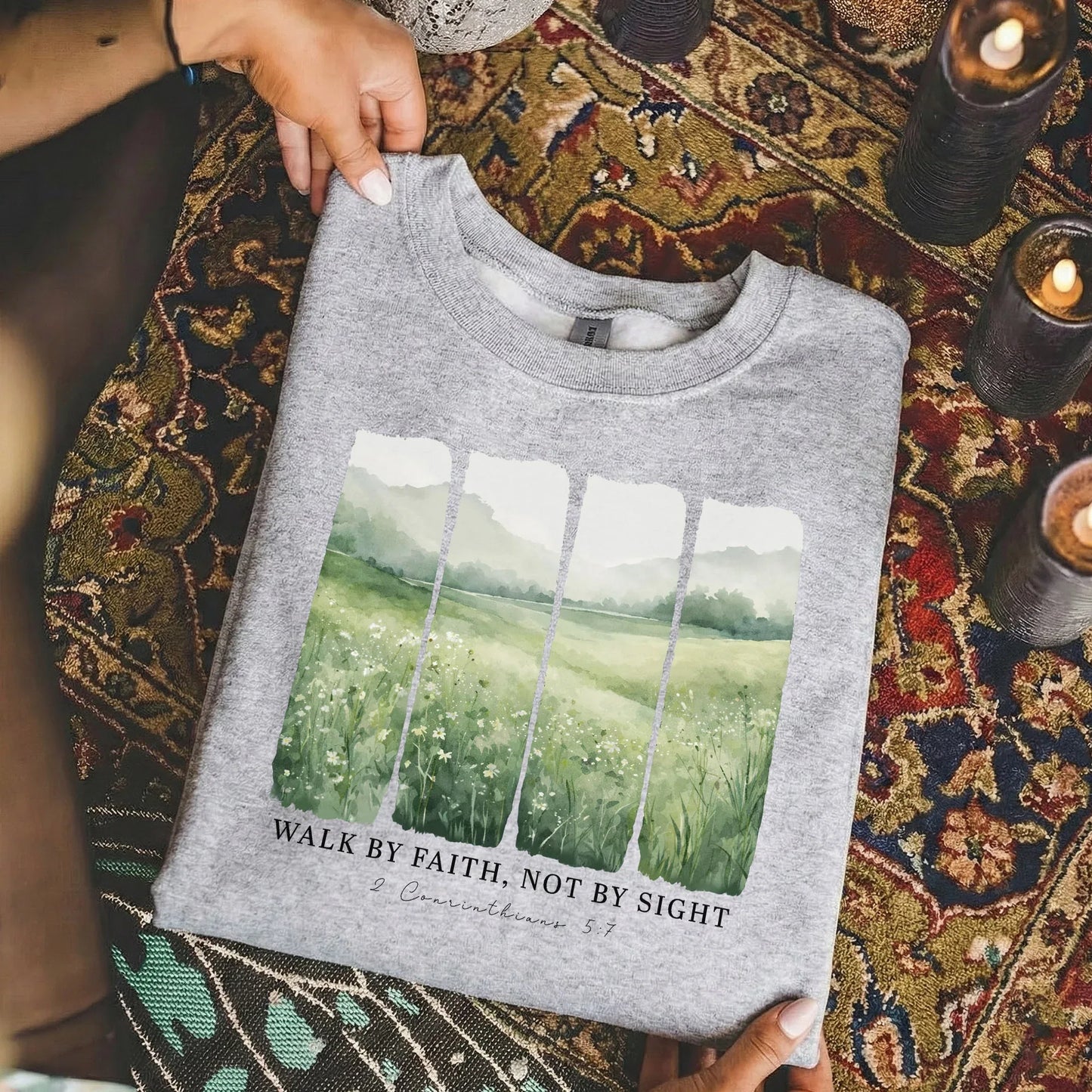 Serene Nature: Walk By Faith – Walk by Faith – Unisex Tshirt / Hoodie / Sweatshirt - Faith Guided Life