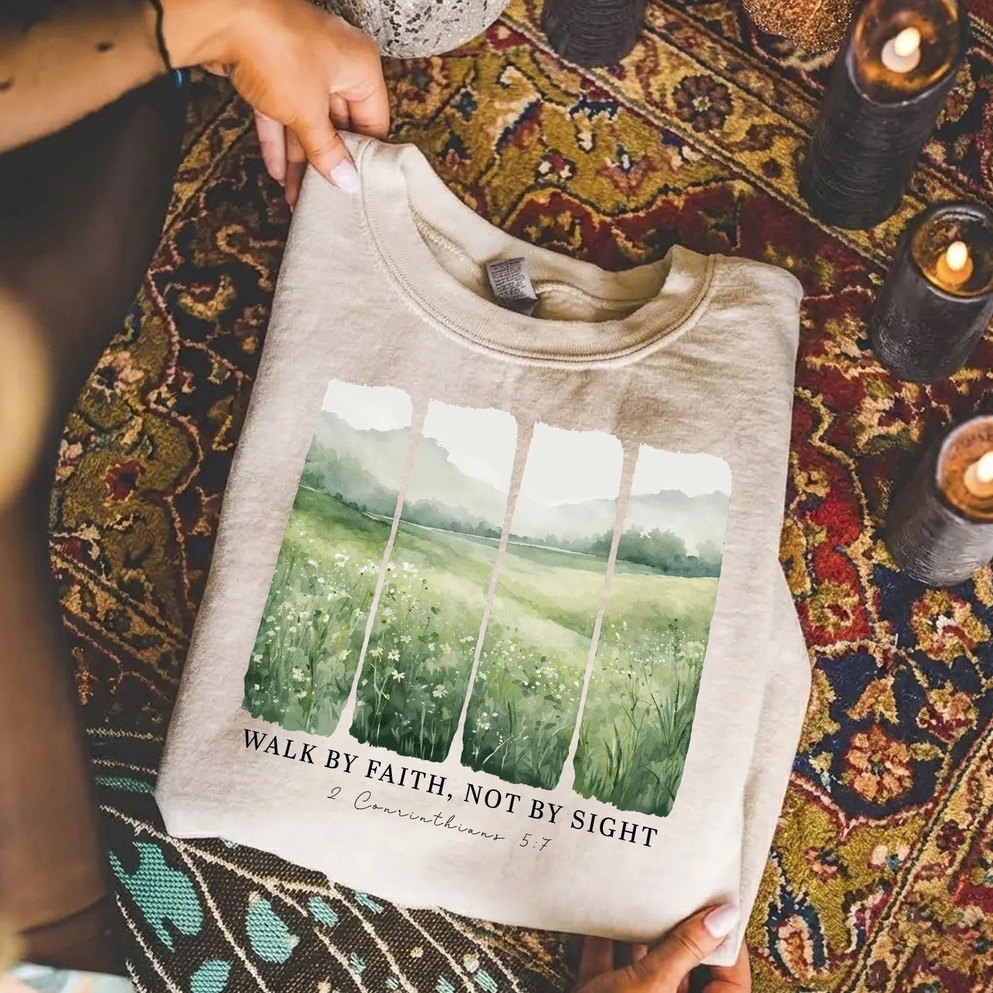 Serene Nature: Walk By Faith – Walk by Faith – Unisex Tshirt / Hoodie / Sweatshirt - Faith Guided Life