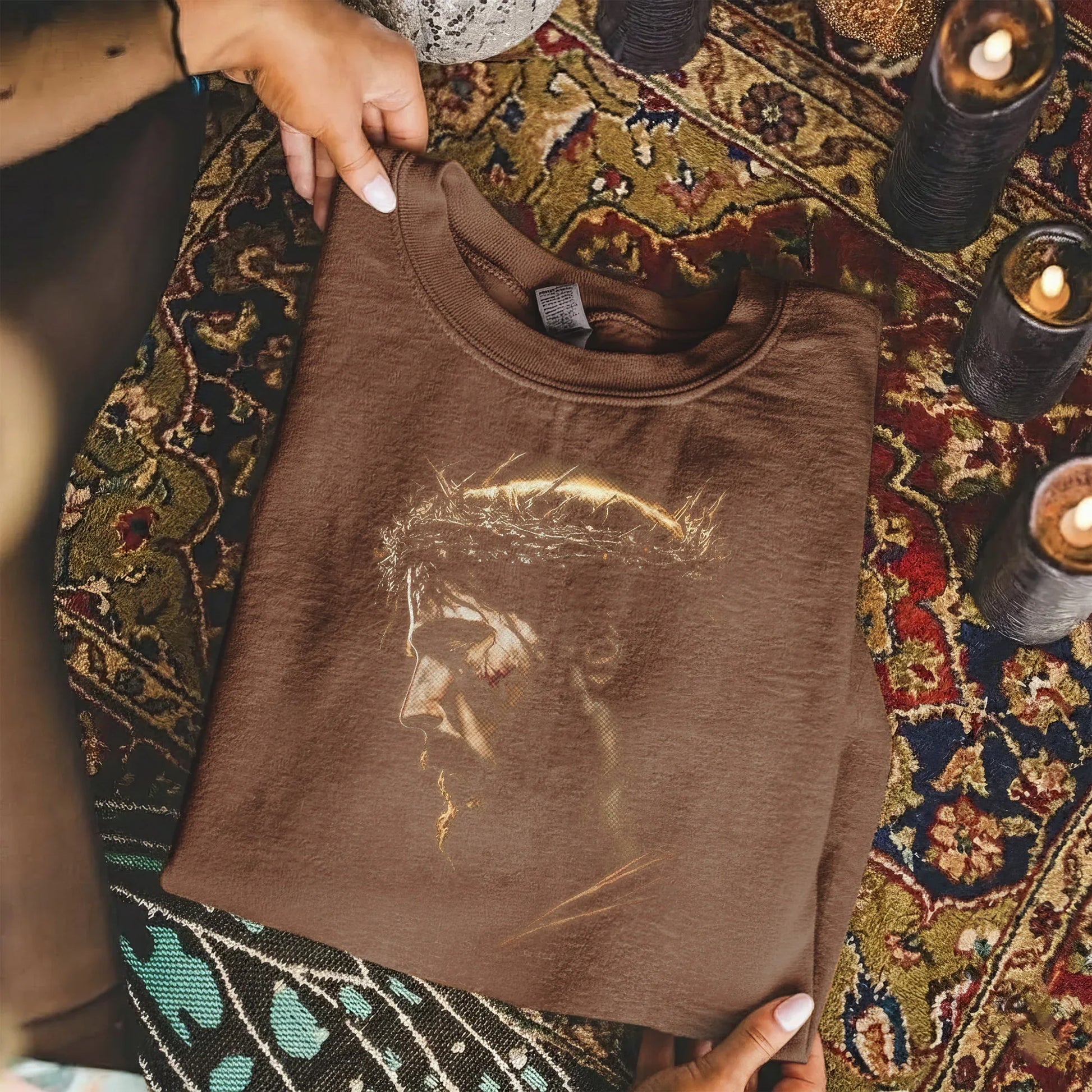 Jesus Crown Of Thorns Portrait – Faith Message – Unisex Tshirt / Hoodie / Sweatshirt - Faith Guided Life