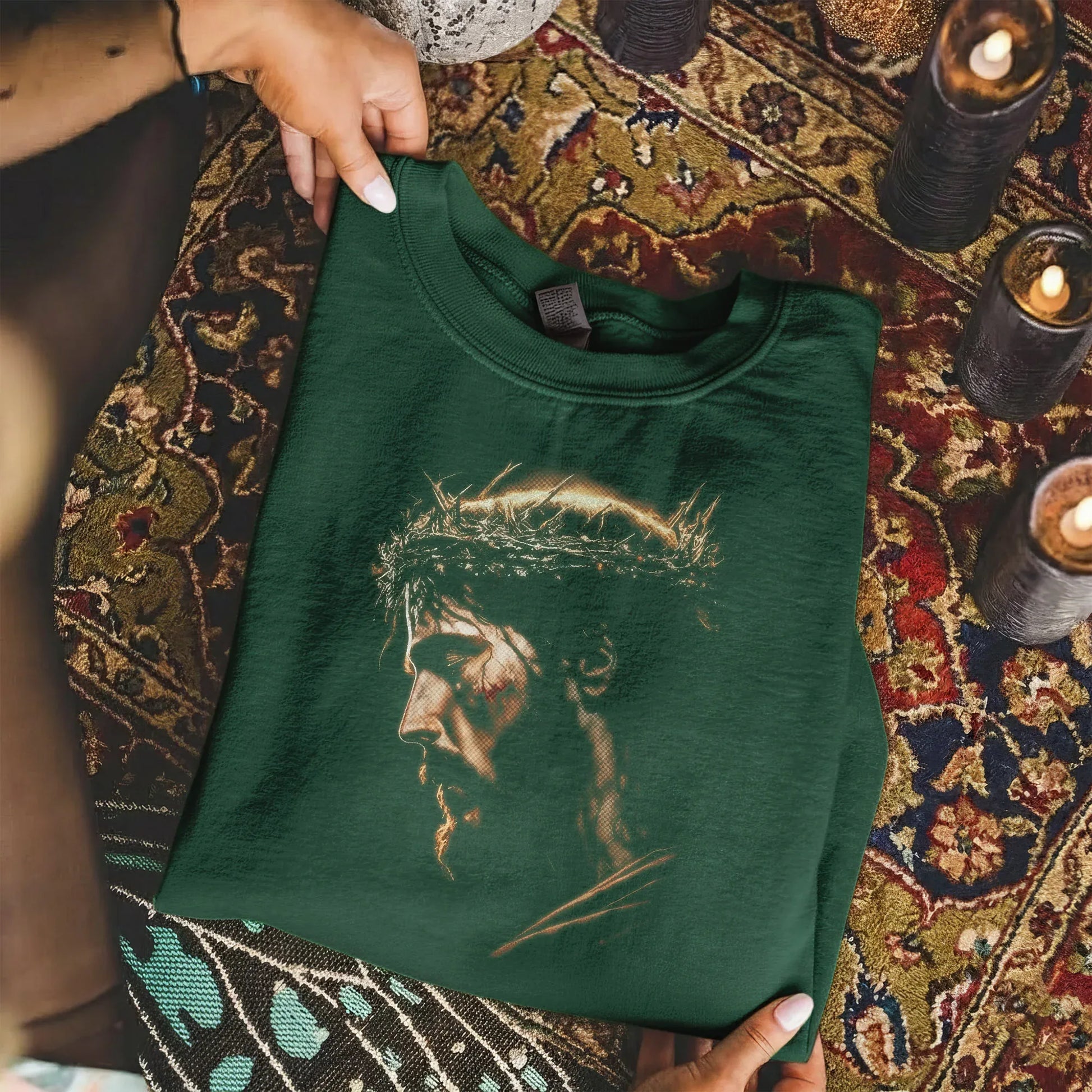 Jesus Crown Of Thorns Portrait – Faith Message – Unisex Tshirt / Hoodie / Sweatshirt - Faith Guided Life