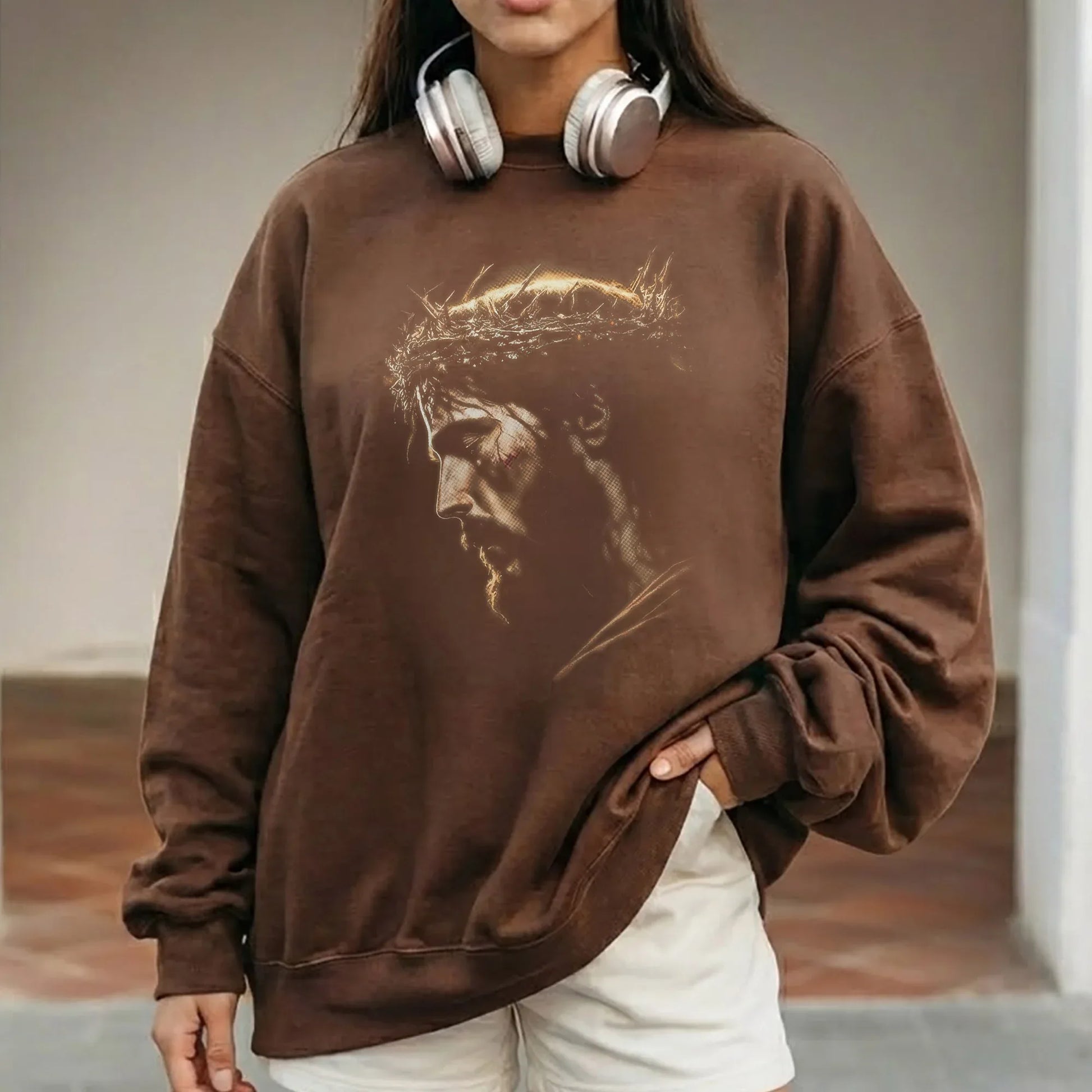 Jesus Crown Of Thorns Portrait – Faith Message – Unisex Tshirt / Hoodie / Sweatshirt - Faith Guided Life