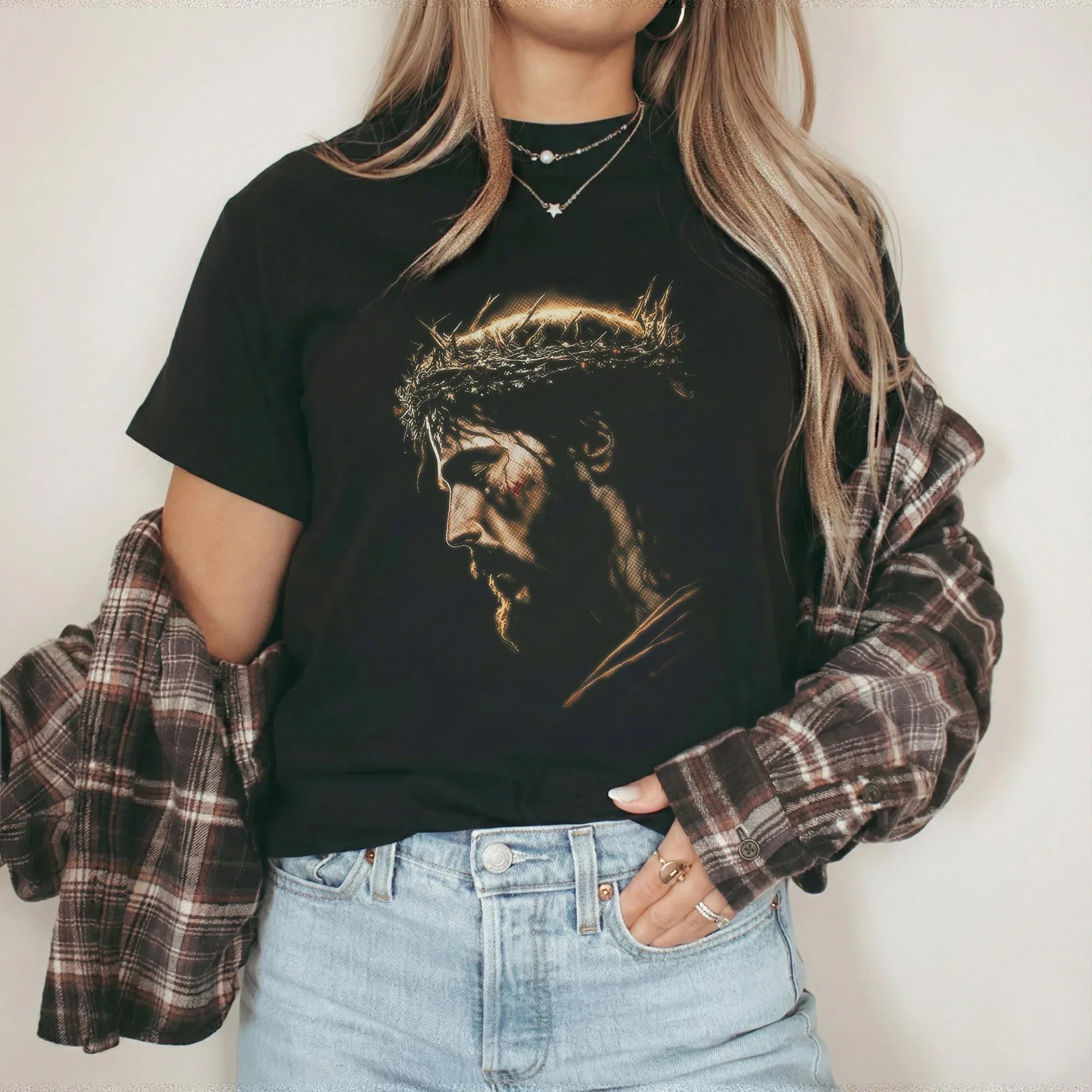 Jesus Crown Of Thorns Portrait – Faith Message – Unisex Tshirt / Hoodie / Sweatshirt - Faith Guided Life