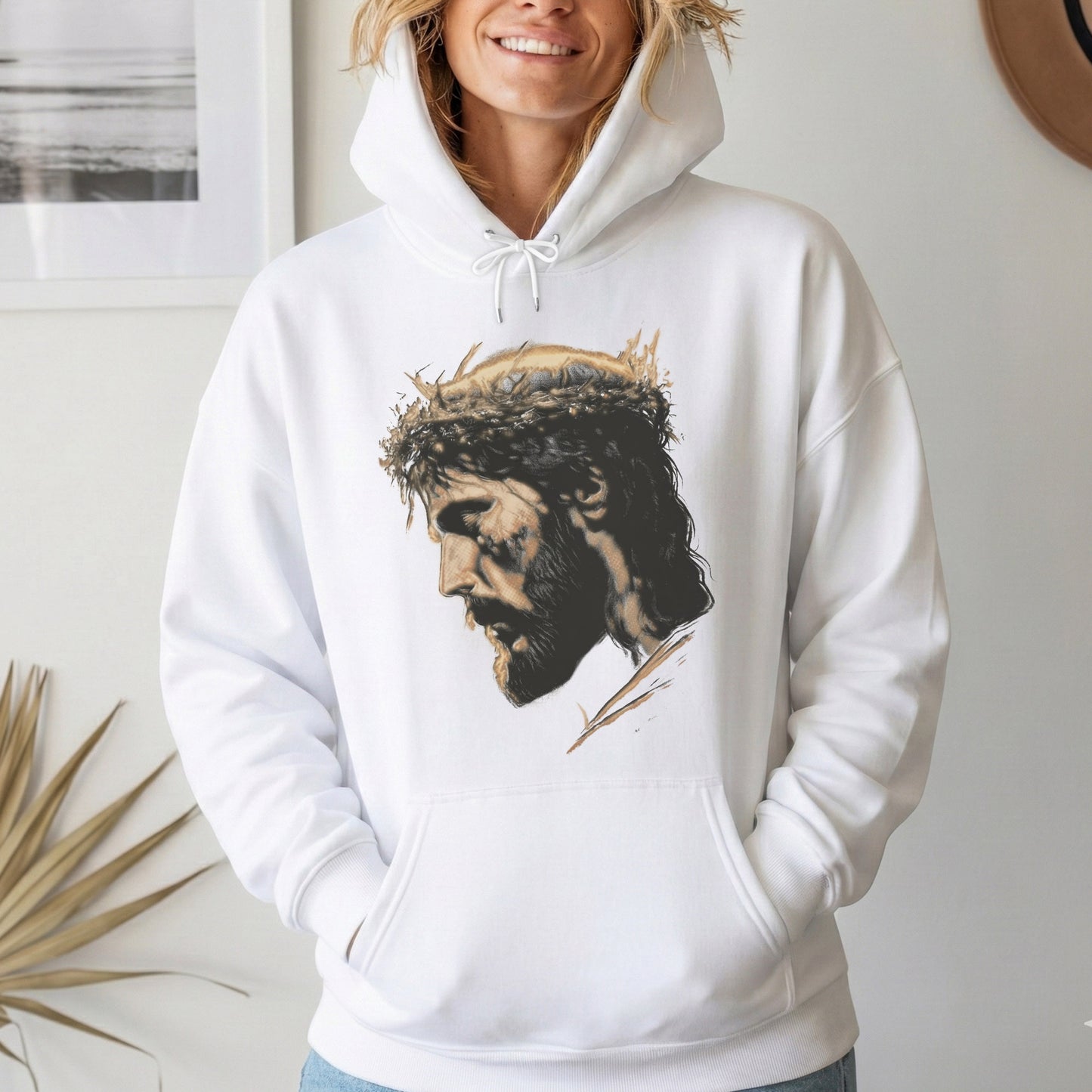 Jesus Crown Of Thorns Portrait –  Faith Message  – Unisex Tshirt / Hoodie / Sweatshirt