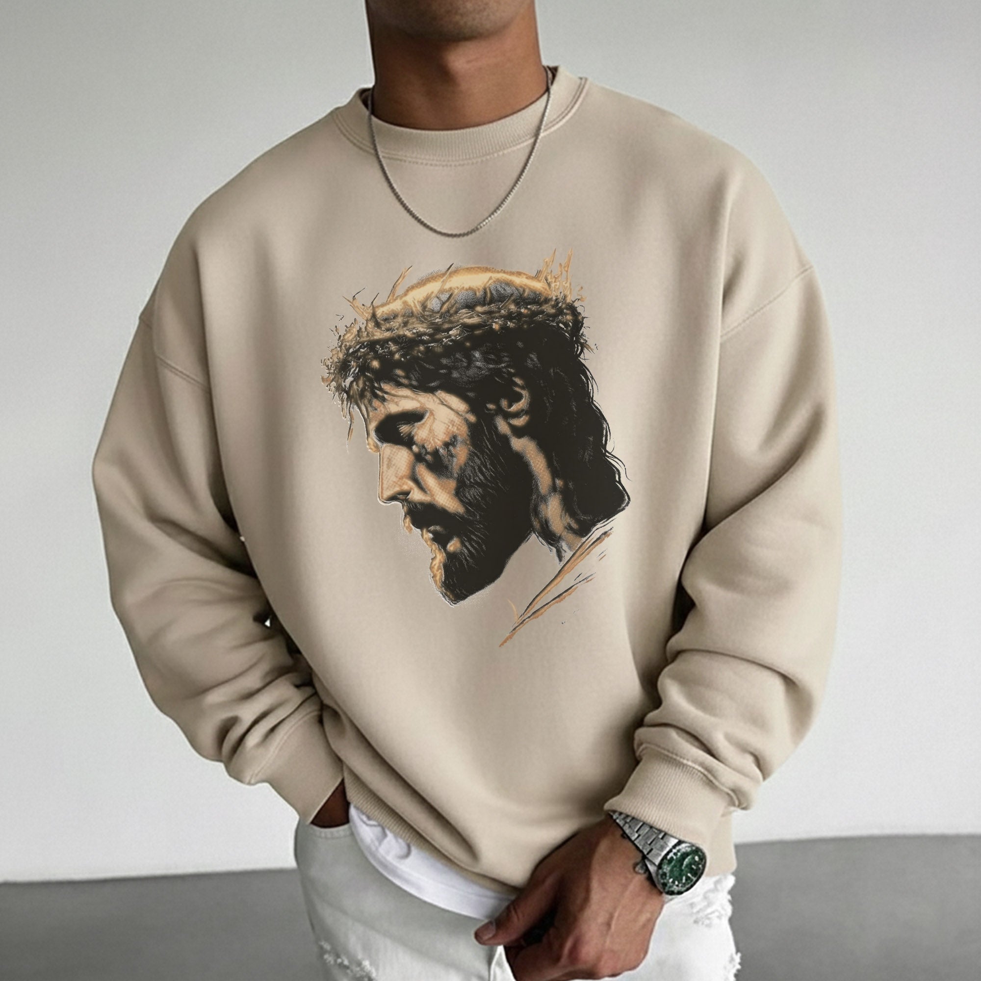 Jesus Crown Of Thorns Portrait –  Faith Message  – Unisex Tshirt / Hoodie / Sweatshirt