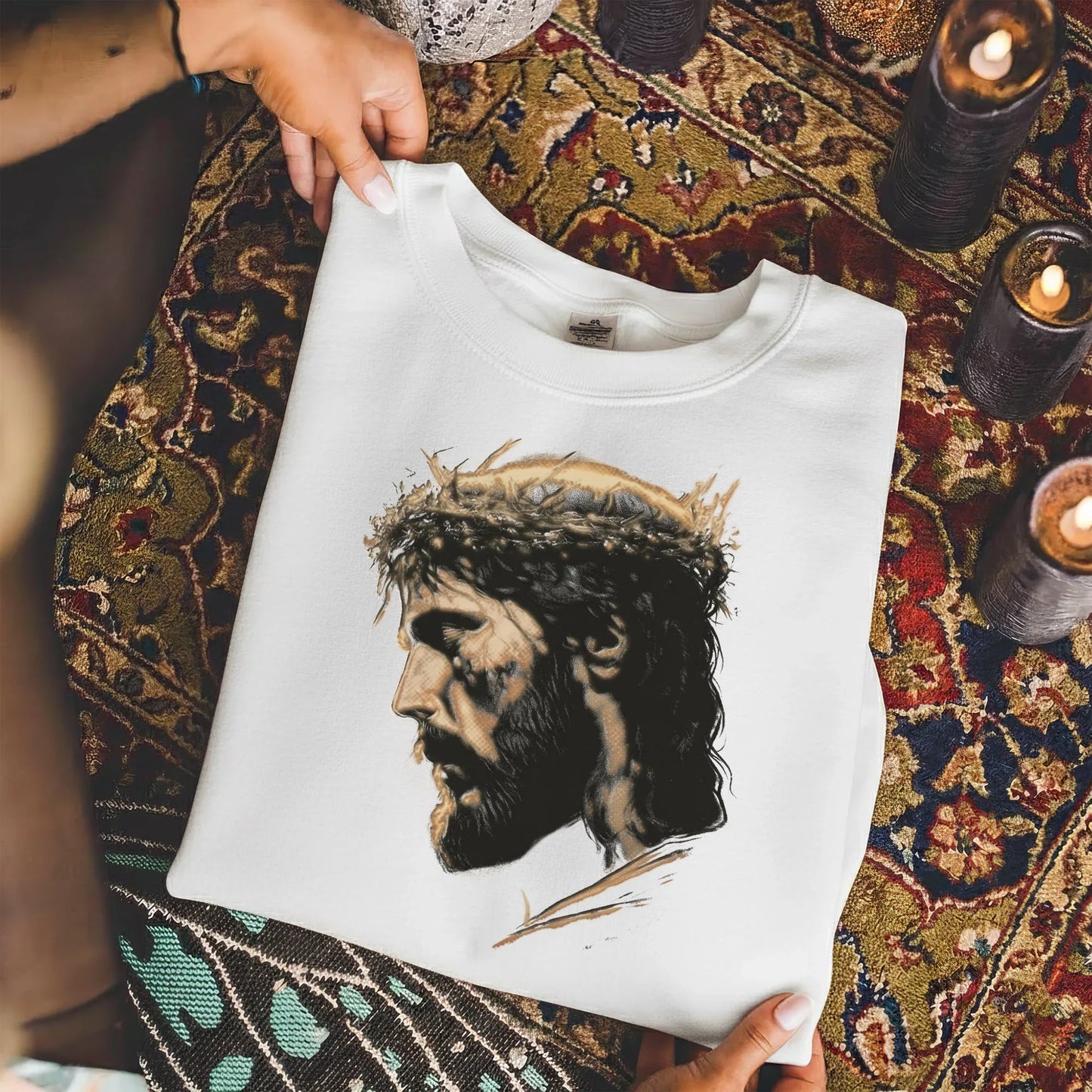 Jesus Crown Of Thorns Portrait – Faith Message – Unisex Tshirt / Hoodie / Sweatshirt - Faith Guided Life