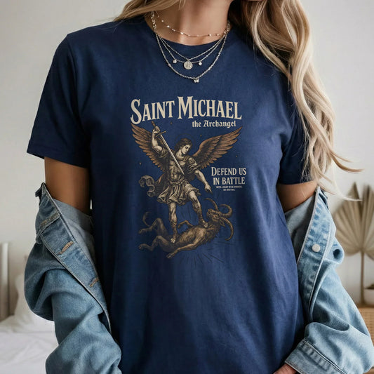 Saint Michael The Archangel: Defend Us In Battle – Faith Message – Unisex Tshirt / Hoodie / Sweatshirt - Faith Guided Life
