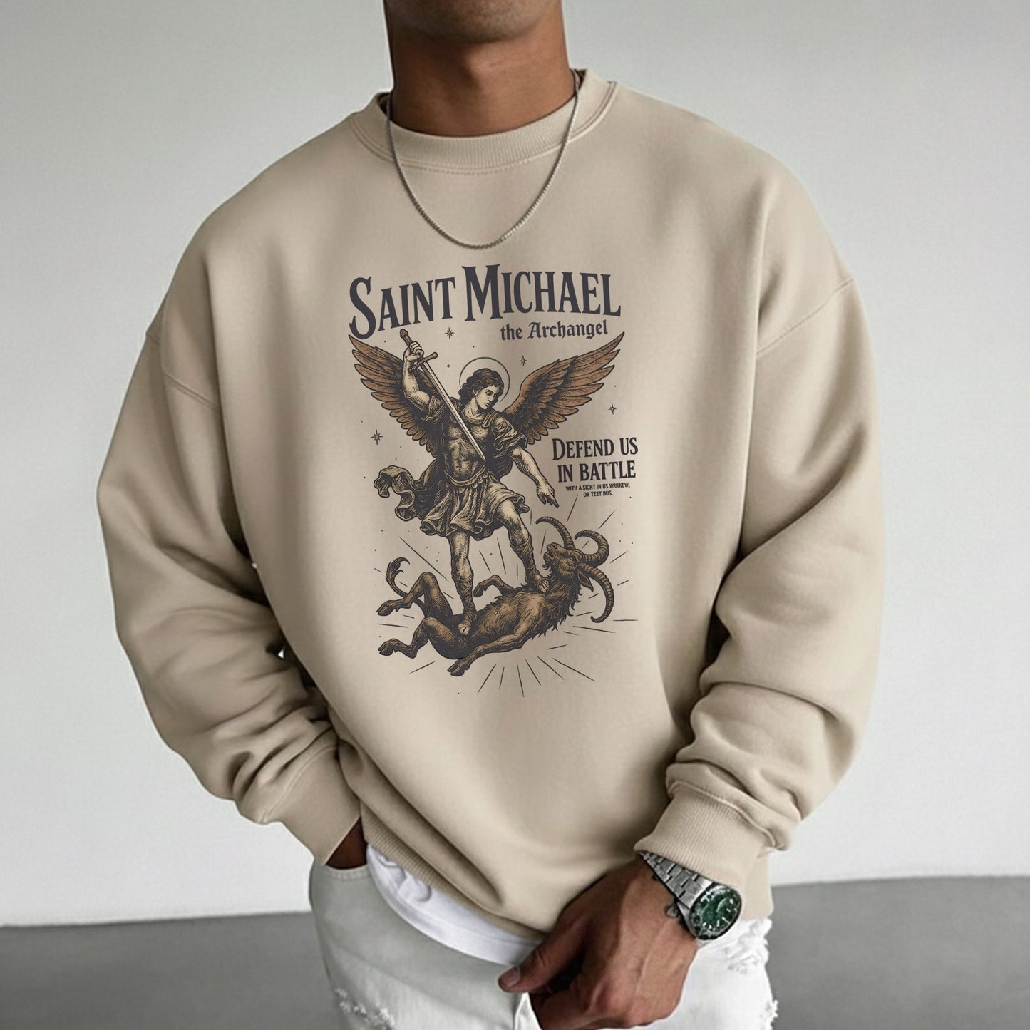 Saint Michael The Archangel: Defend Us In Battle –  Faith Message  – Unisex Tshirt / Hoodie / Sweatshirt