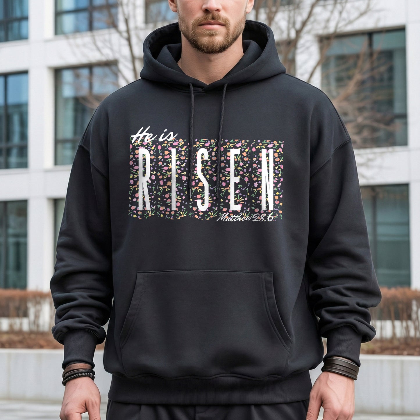 He Is Risen Floral Block Letters – He is Risen – Unisex Tshirt / Hoodie / Sweatshirt