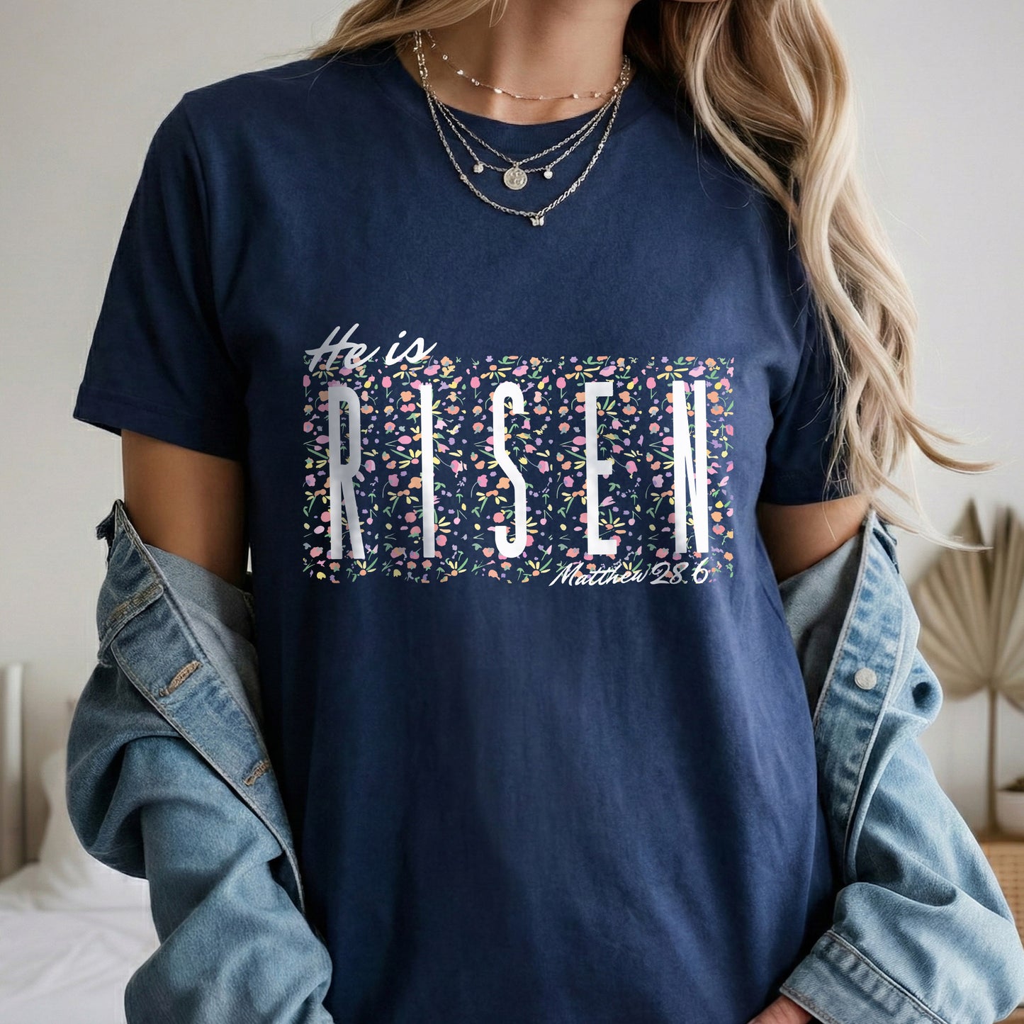 He Is Risen Floral Block Letters – He is Risen – Unisex Tshirt / Hoodie / Sweatshirt