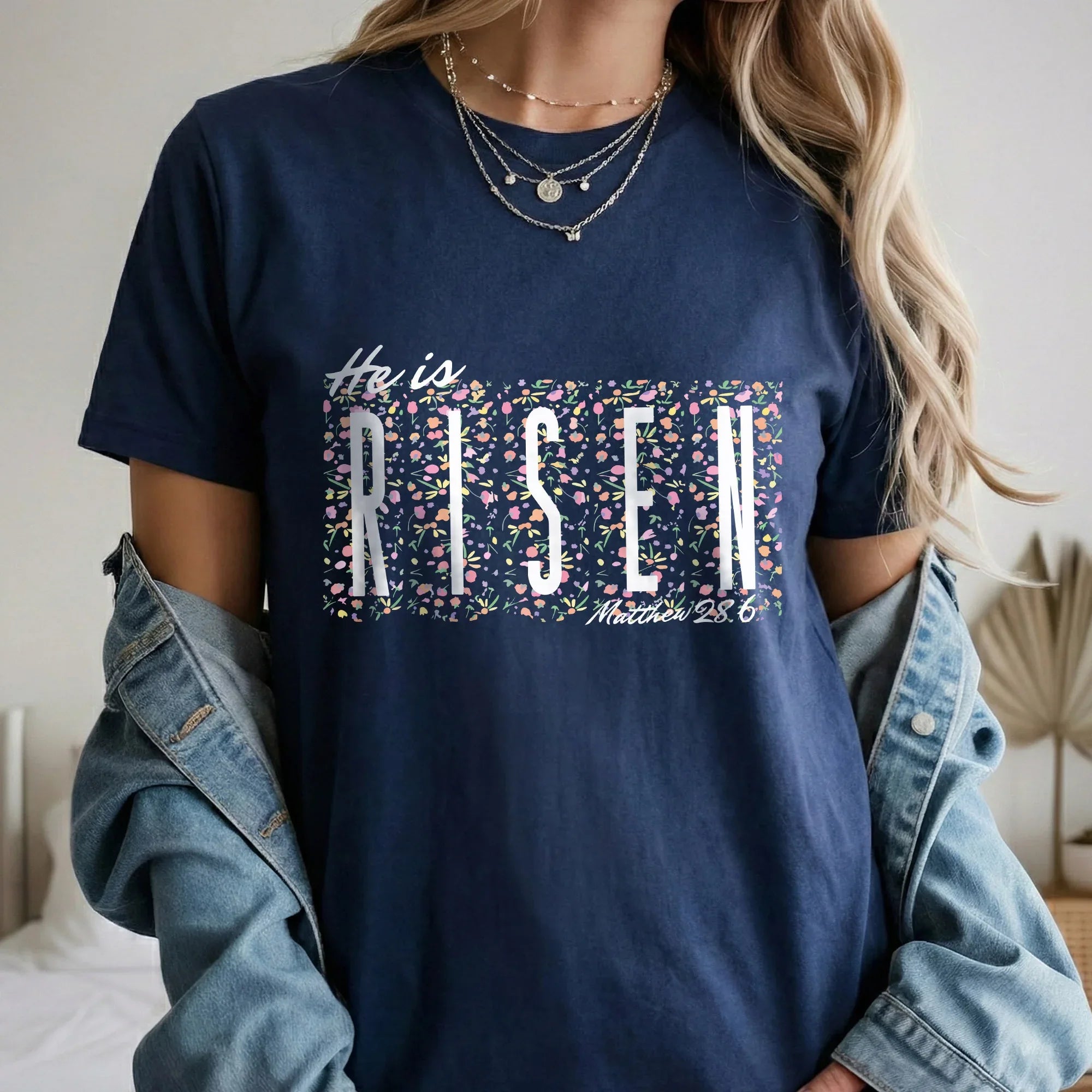 He Is Risen Floral Block Letters – He is Risen – Unisex Tshirt / Hoodie / Sweatshirt - Faith Guided Life
