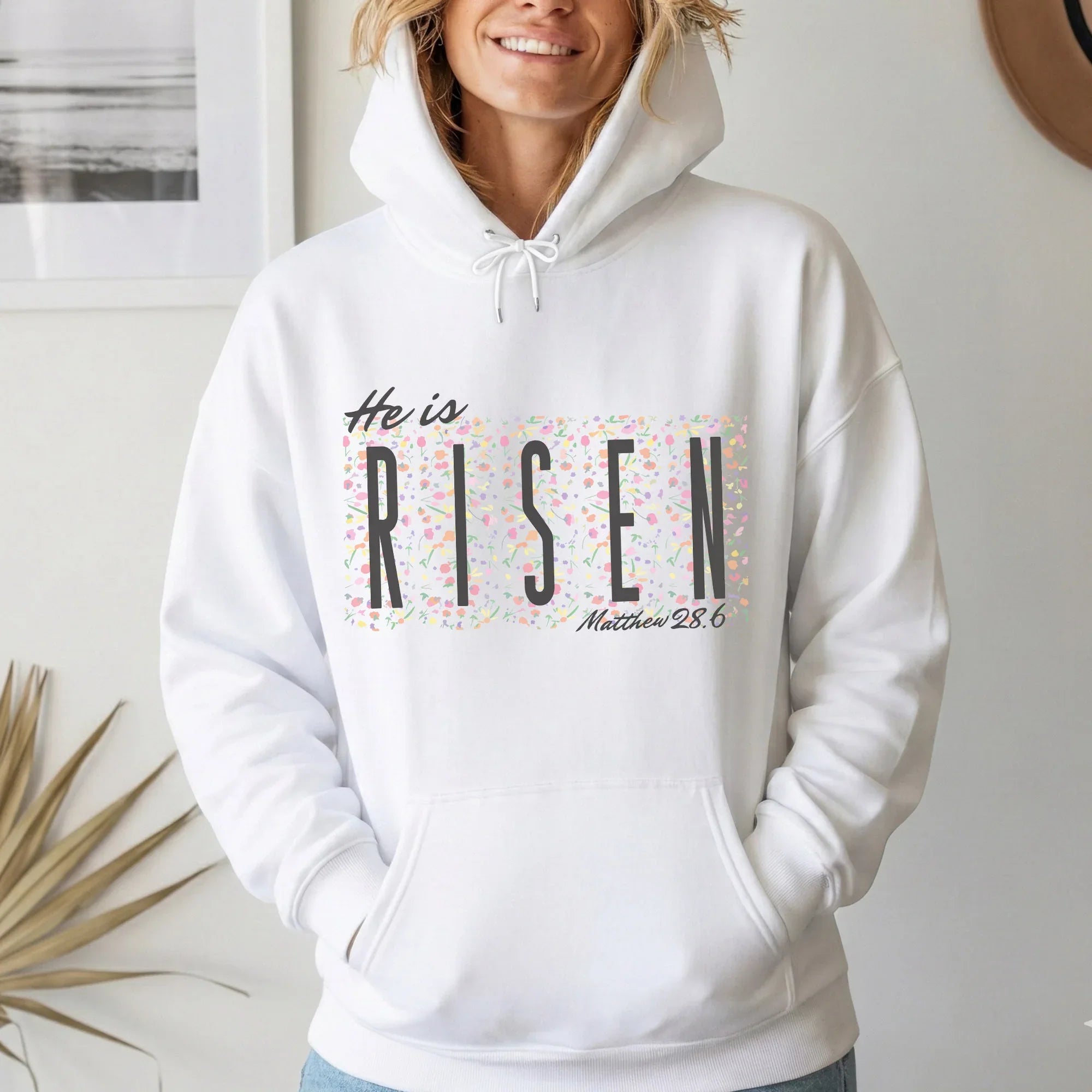 He Is Risen Floral Block Letters – He is Risen – Unisex Tshirt / Hoodie / Sweatshirt - Faith Guided Life