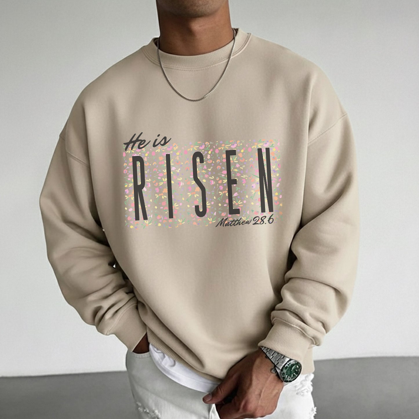 He Is Risen Floral Block Letters – He is Risen – Unisex Tshirt / Hoodie / Sweatshirt
