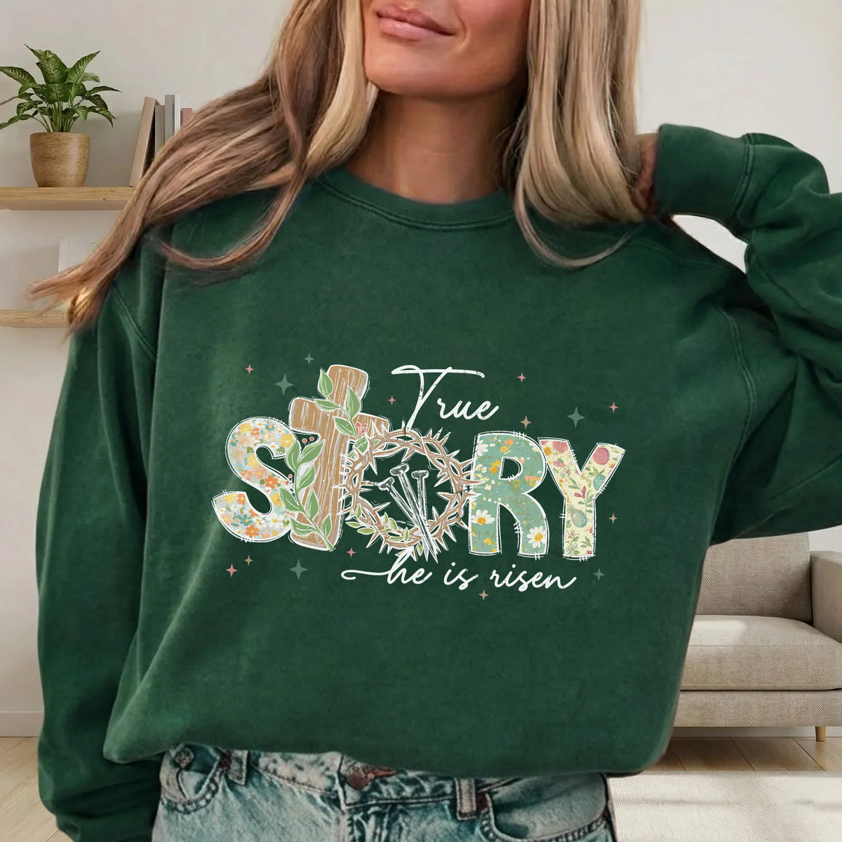 True Story Floral Letters – He is Risen – Unisex Tshirt / Hoodie / Sweatshirt - Faith Guided Life