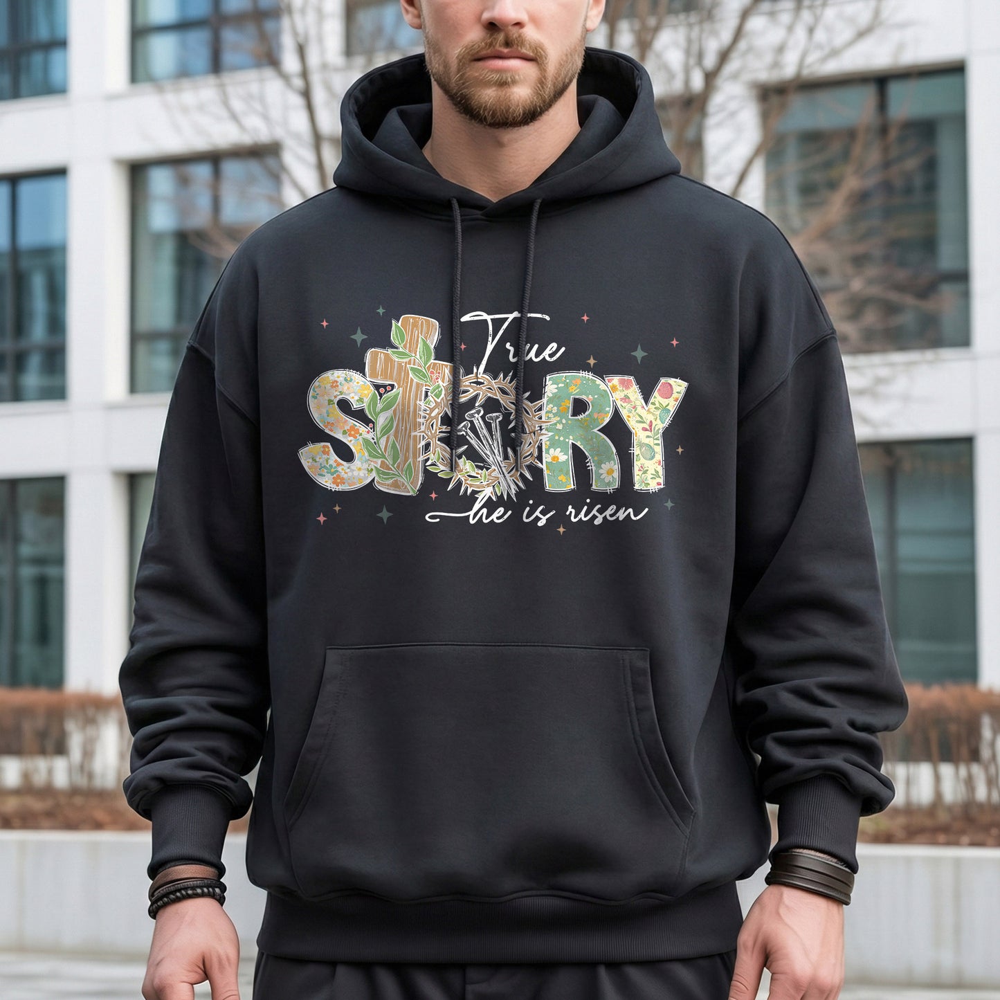 True Story Floral Letters – He is Risen – Unisex Tshirt / Hoodie / Sweatshirt