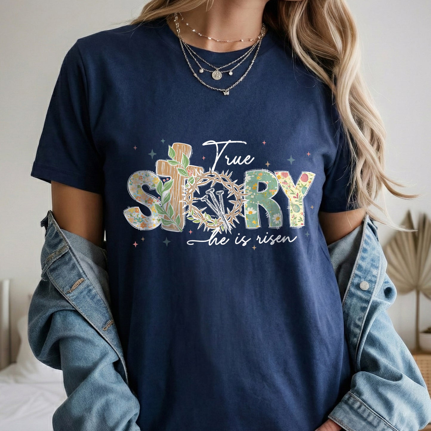 True Story Floral Letters – He is Risen – Unisex Tshirt / Hoodie / Sweatshirt