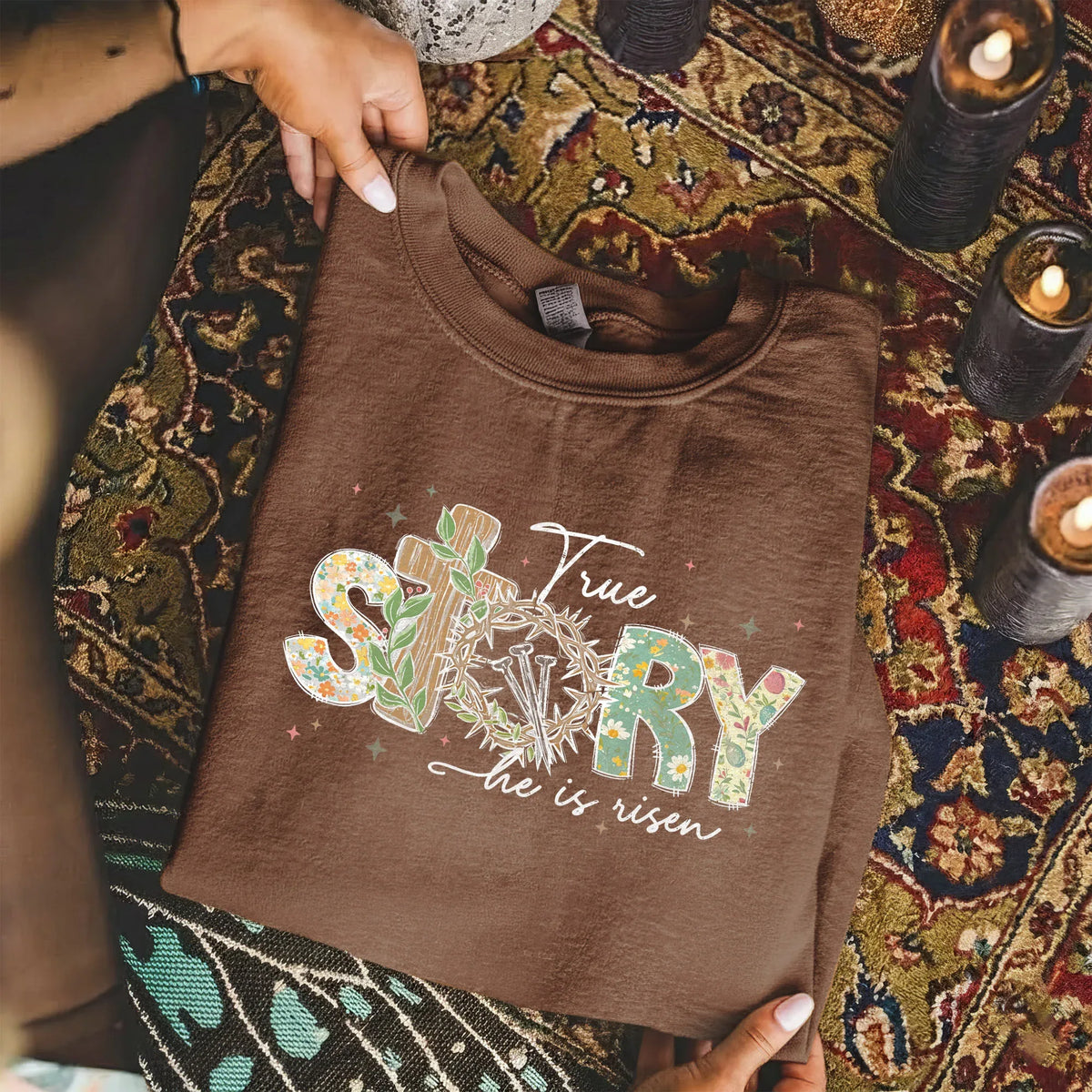 True Story Floral Letters – He is Risen – Unisex Tshirt / Hoodie / Sweatshirt - Faith Guided Life