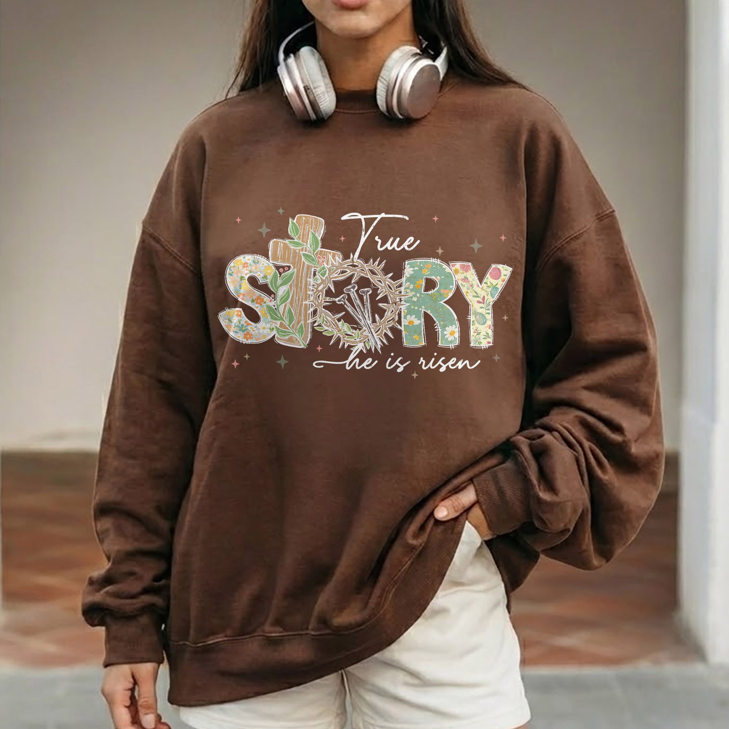 True Story Floral Letters – He is Risen – Unisex Tshirt / Hoodie / Sweatshirt