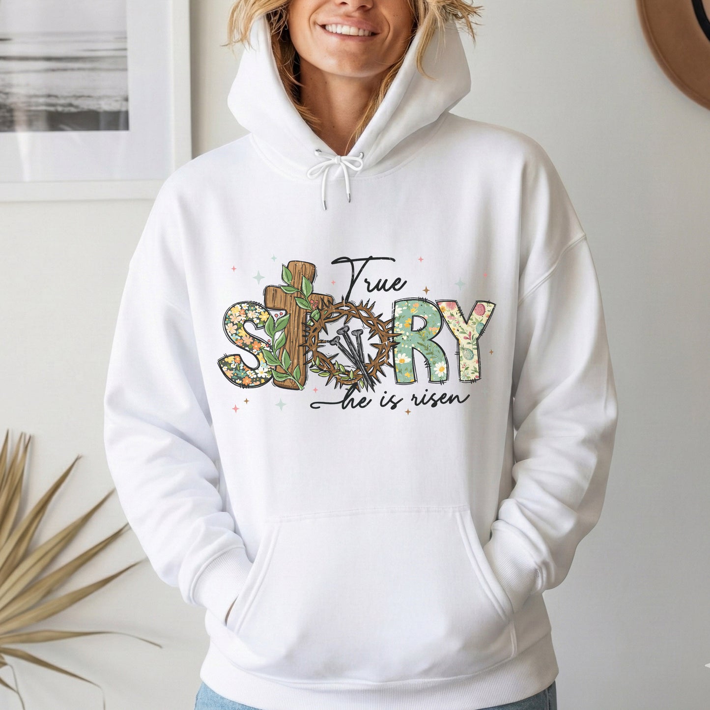 True Story Floral Letters – He is Risen – Unisex Tshirt / Hoodie / Sweatshirt