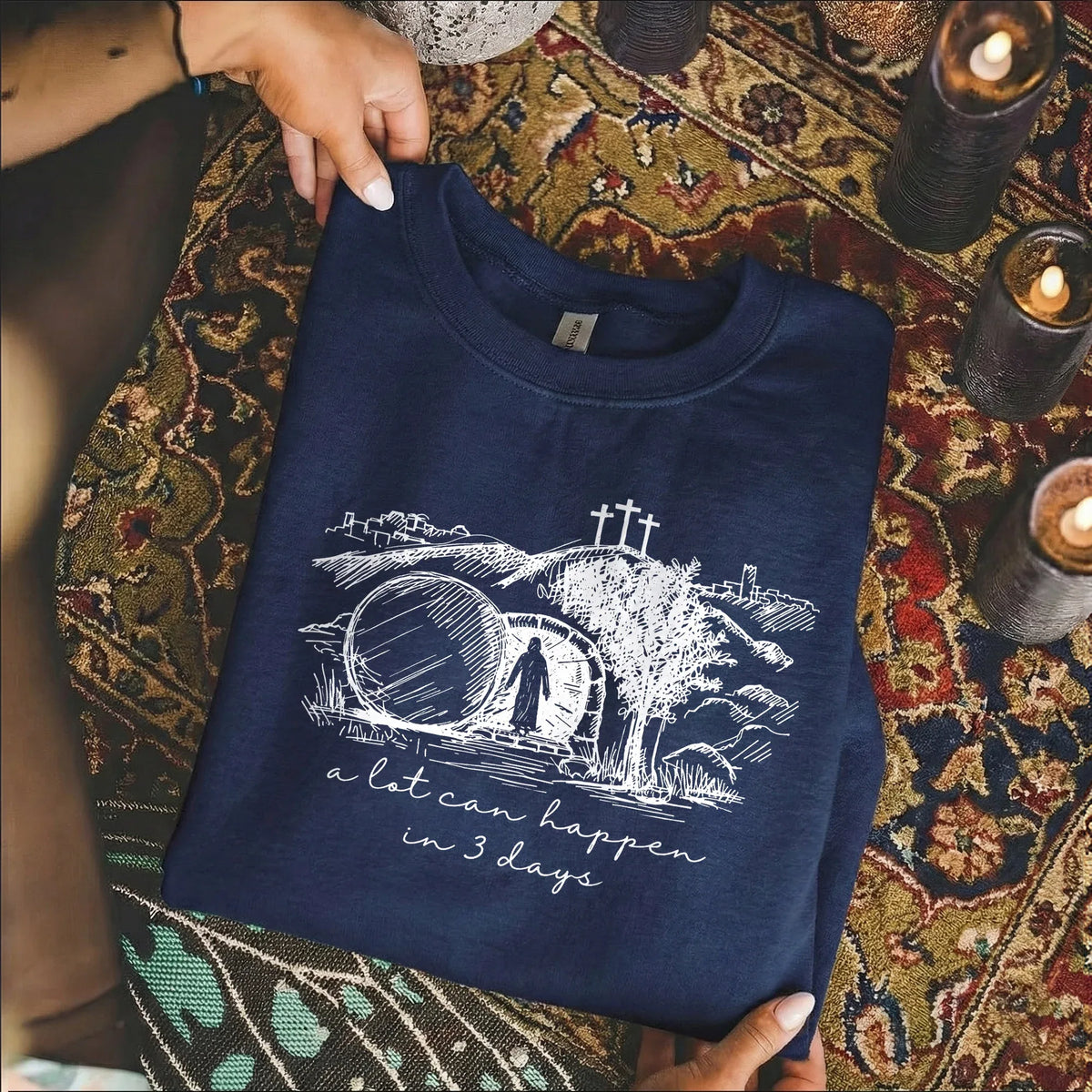 A Lot Can Happen In 3 Days Sketch – He is Risen – Unisex Tshirt / Hoodie / Sweatshirt - Faith Guided Life