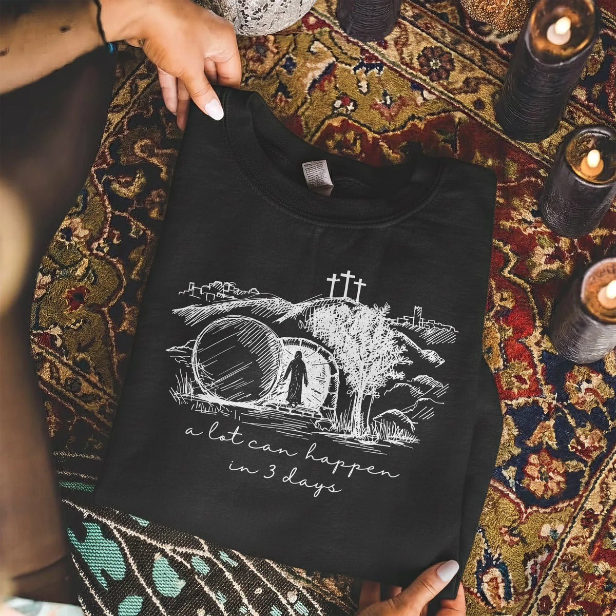 A Lot Can Happen In 3 Days Sketch – He is Risen – Unisex Tshirt / Hoodie / Sweatshirt - Faith Guided Life