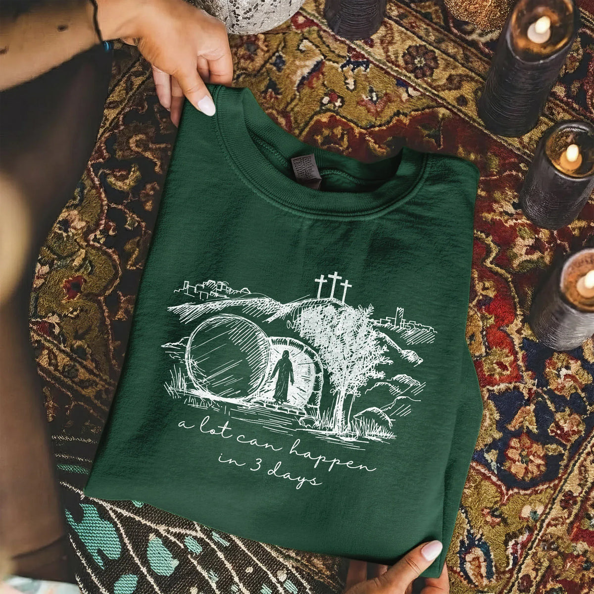A Lot Can Happen In 3 Days Sketch – He is Risen – Unisex Tshirt / Hoodie / Sweatshirt - Faith Guided Life