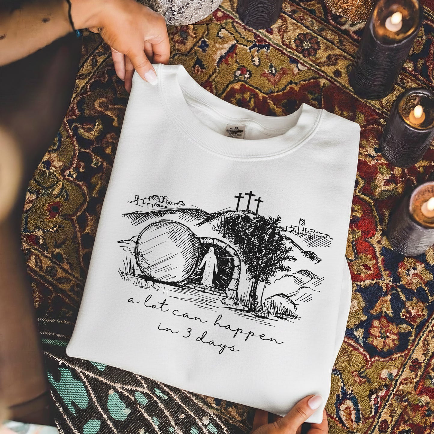 A Lot Can Happen In 3 Days Sketch – He is Risen – Unisex Tshirt / Hoodie / Sweatshirt