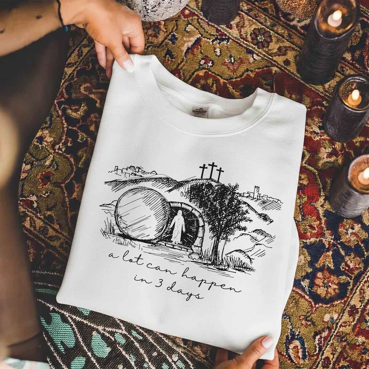 A Lot Can Happen In 3 Days Sketch – He is Risen – Unisex Tshirt / Hoodie / Sweatshirt - Faith Guided Life