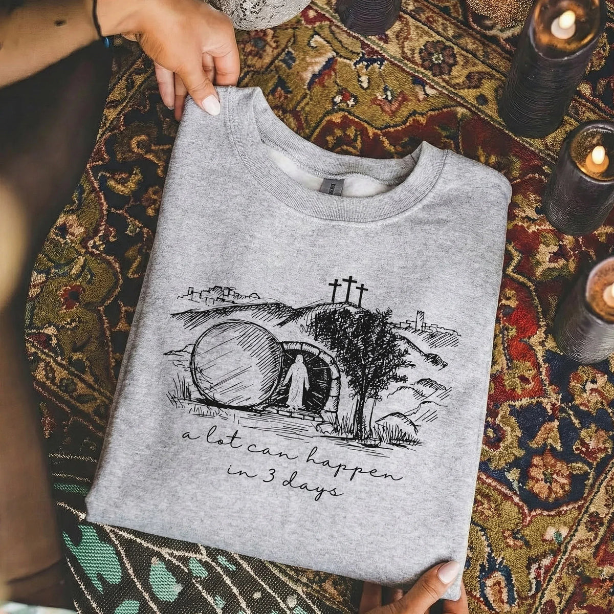 A Lot Can Happen In 3 Days Sketch – He is Risen – Unisex Tshirt / Hoodie / Sweatshirt - Faith Guided Life