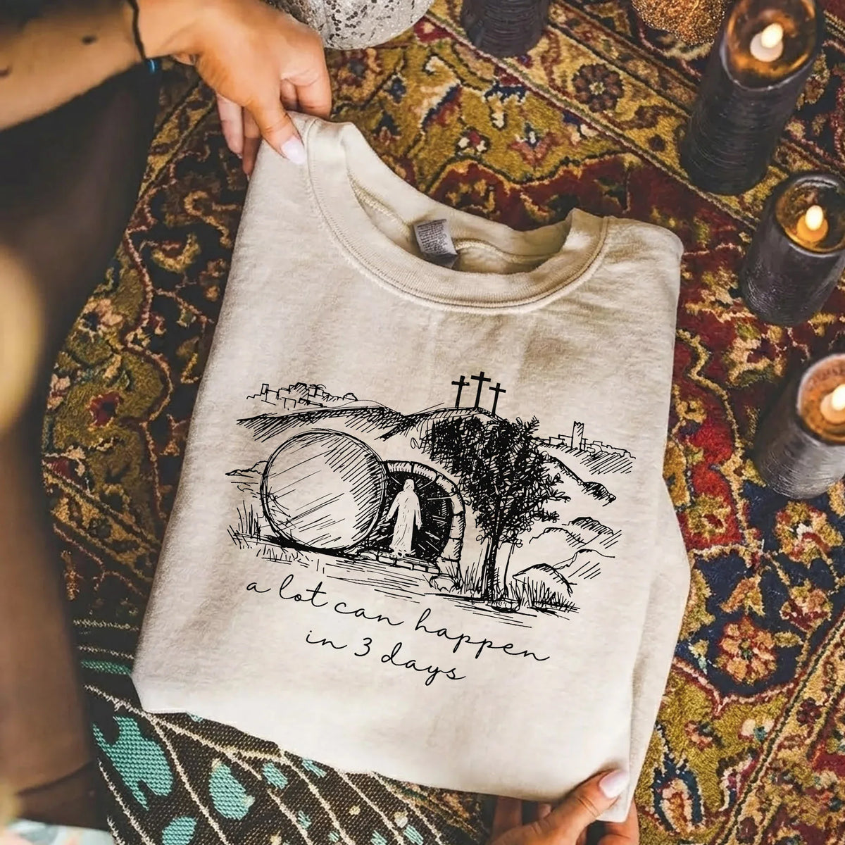 A Lot Can Happen In 3 Days Sketch – He is Risen – Unisex Tshirt / Hoodie / Sweatshirt - Faith Guided Life