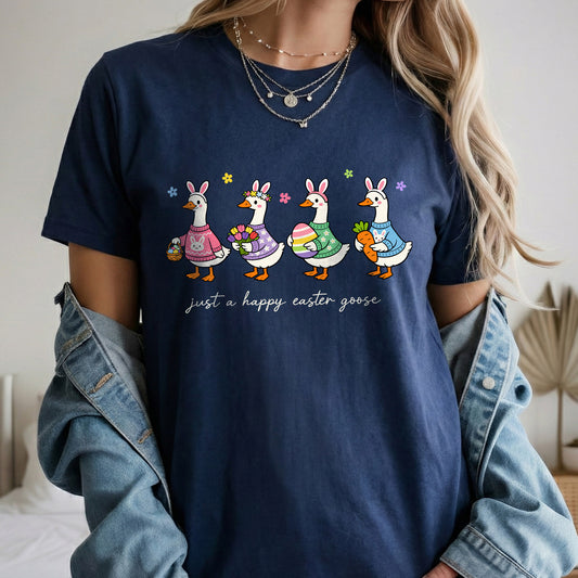 [COMFORT T-SHIRT] Just A Happy Easter Goose – He is Risen
