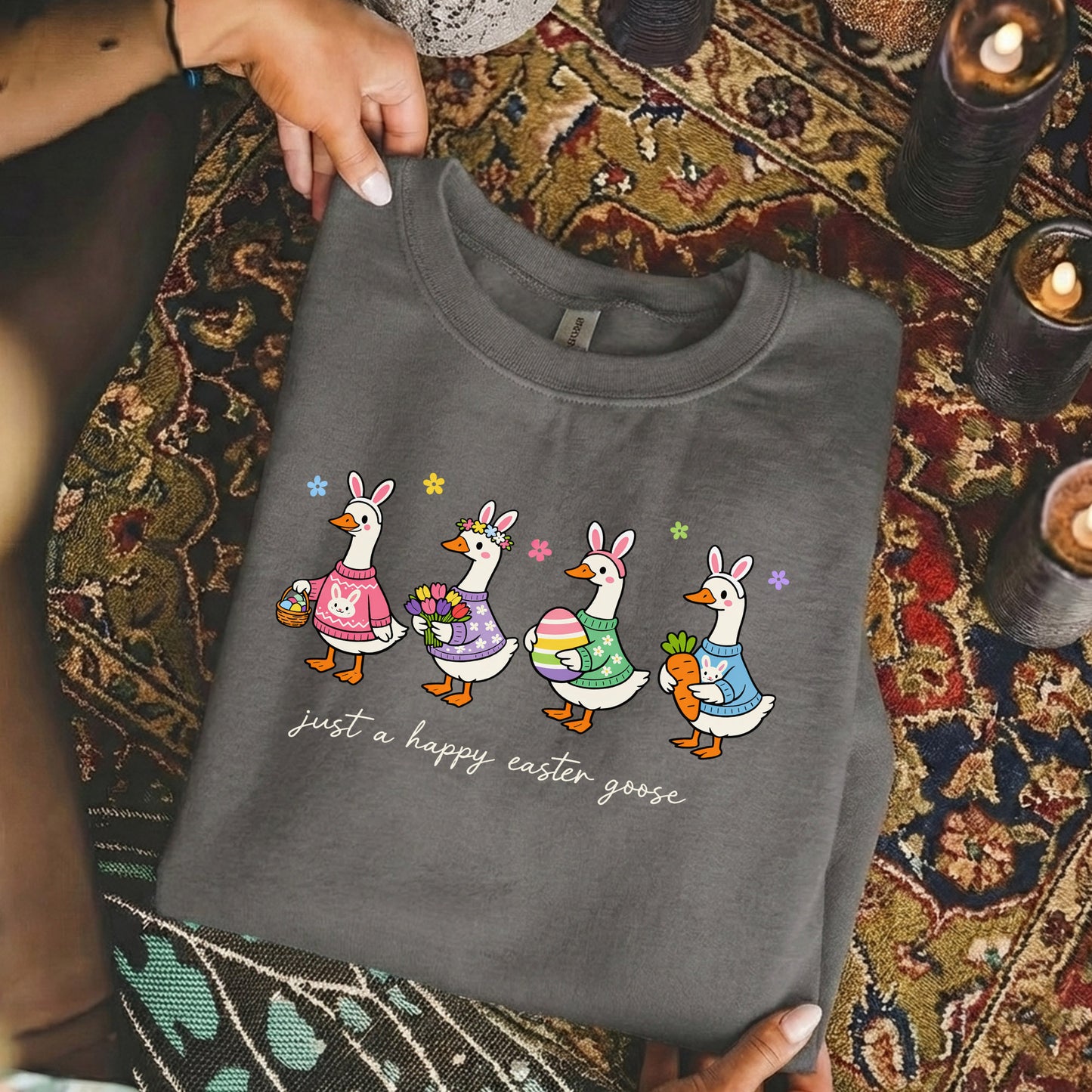 [COMFORT T-SHIRT] Just A Happy Easter Goose – He is Risen