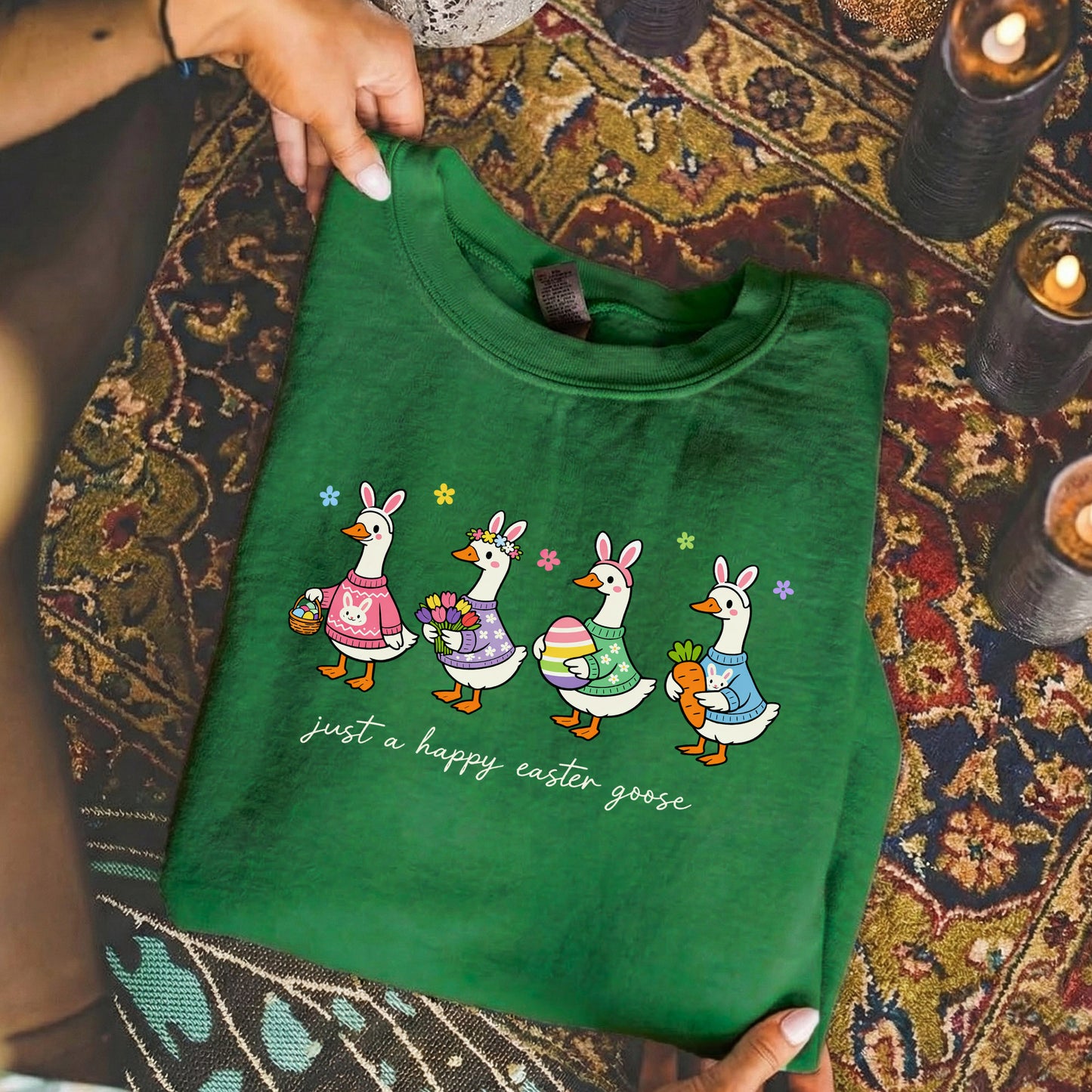 [COMFORT T-SHIRT] Just A Happy Easter Goose – He is Risen