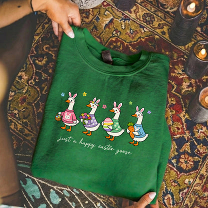 [COMFORT T-SHIRT] Just A Happy Easter Goose – He is Risen