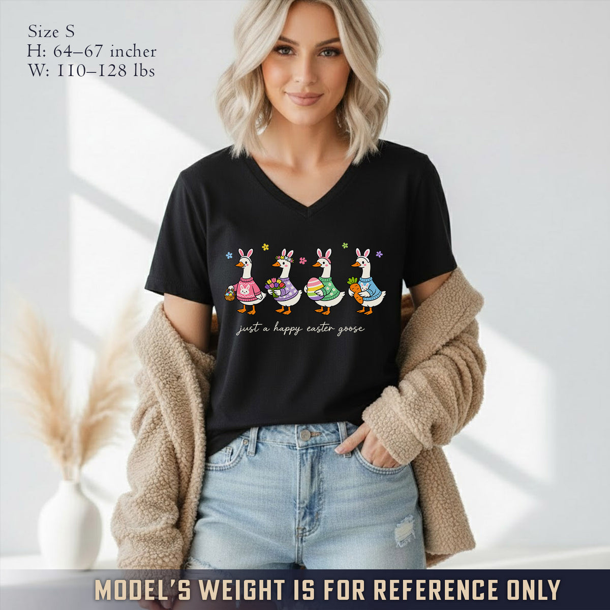Just A Happy Easter Goose  - V-Neck Christian Shirt
