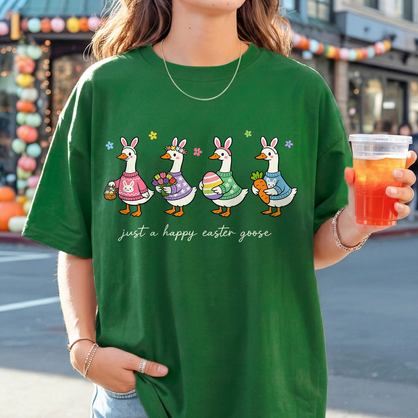 [COMFORT T-SHIRT] Just A Happy Easter Goose – He is Risen