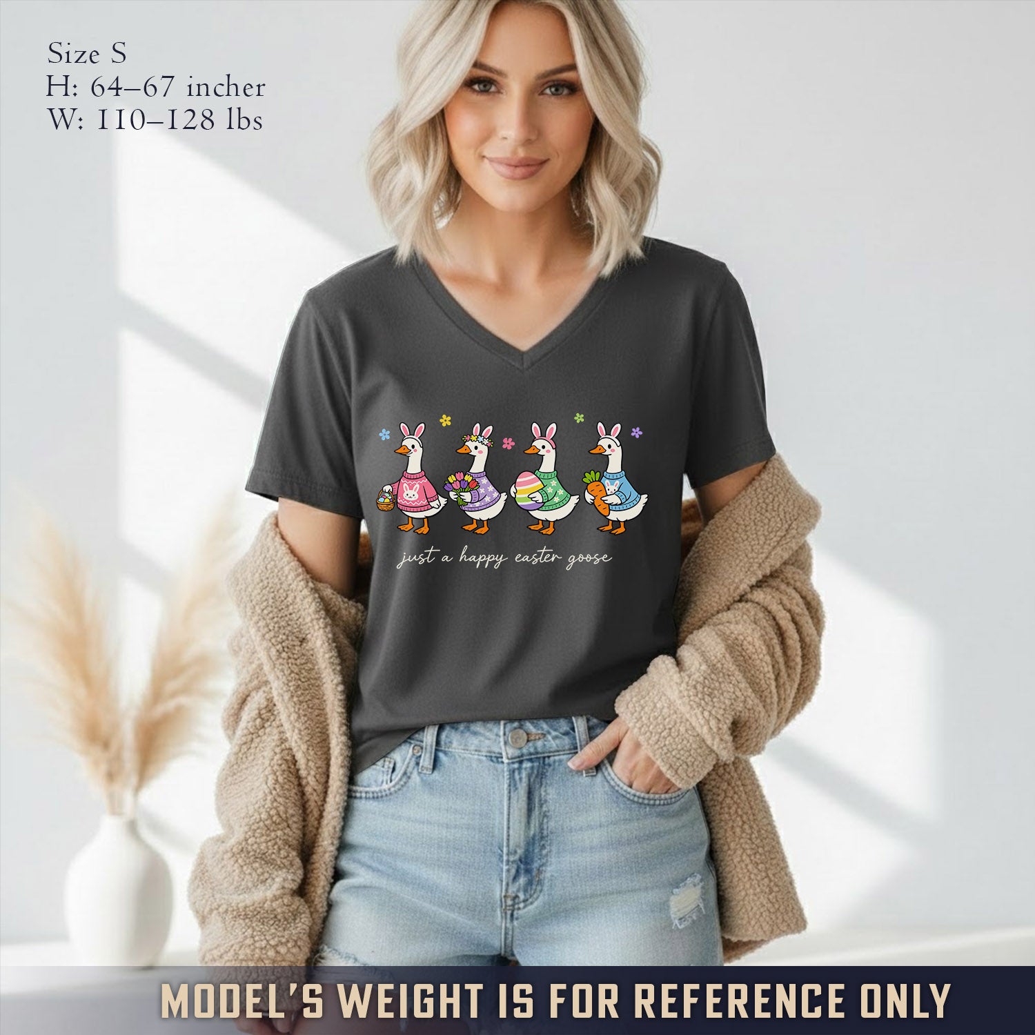 Just A Happy Easter Goose  - V-Neck Christian Shirt