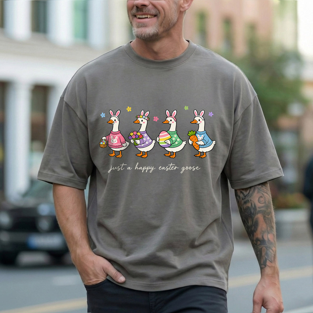 [COMFORT T-SHIRT] Just A Happy Easter Goose – He is Risen