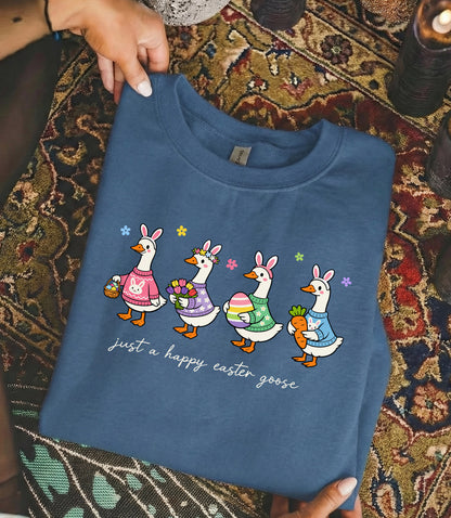 [COMFORT T-SHIRT] Just A Happy Easter Goose – He is Risen