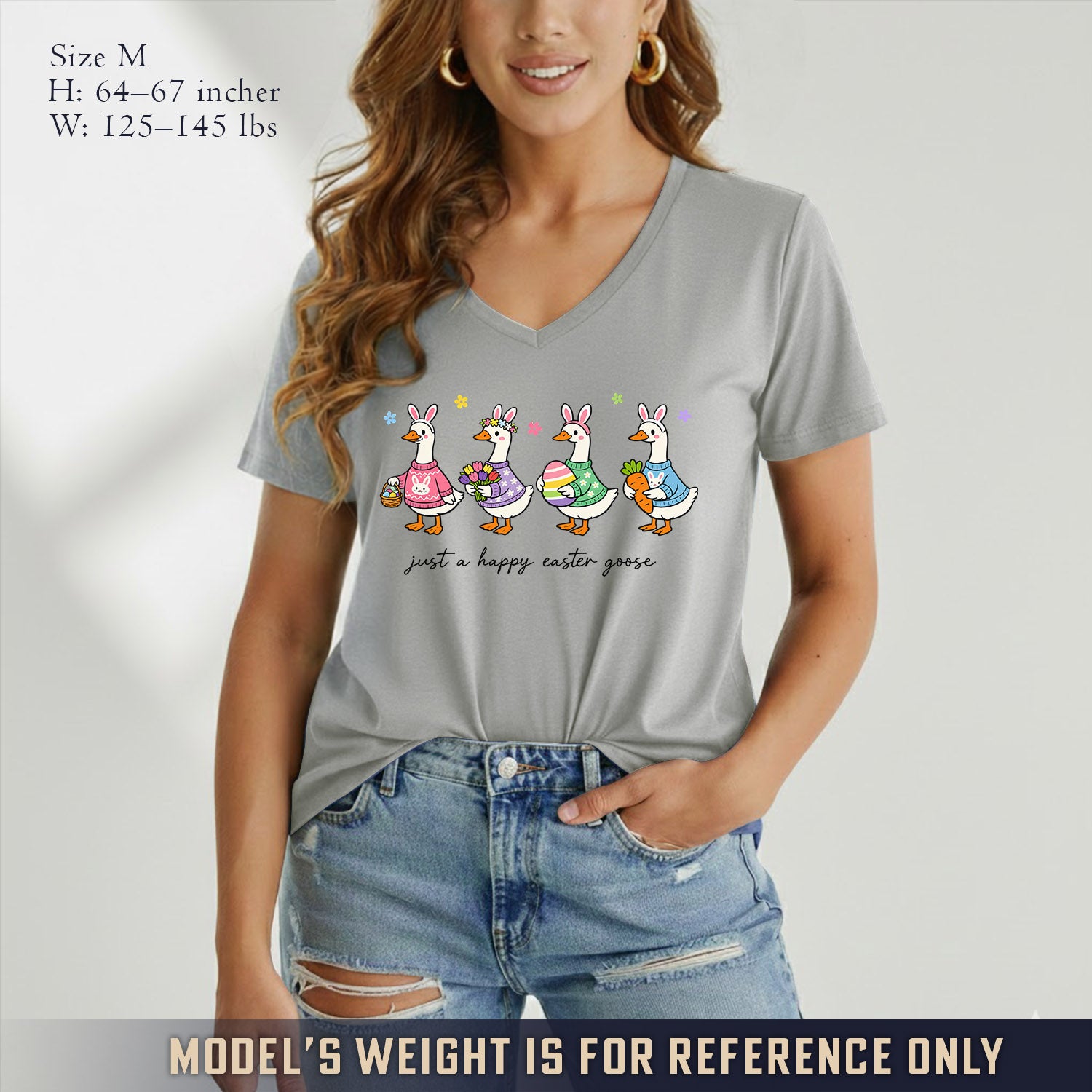 Just A Happy Easter Goose  - V-Neck Christian Shirt