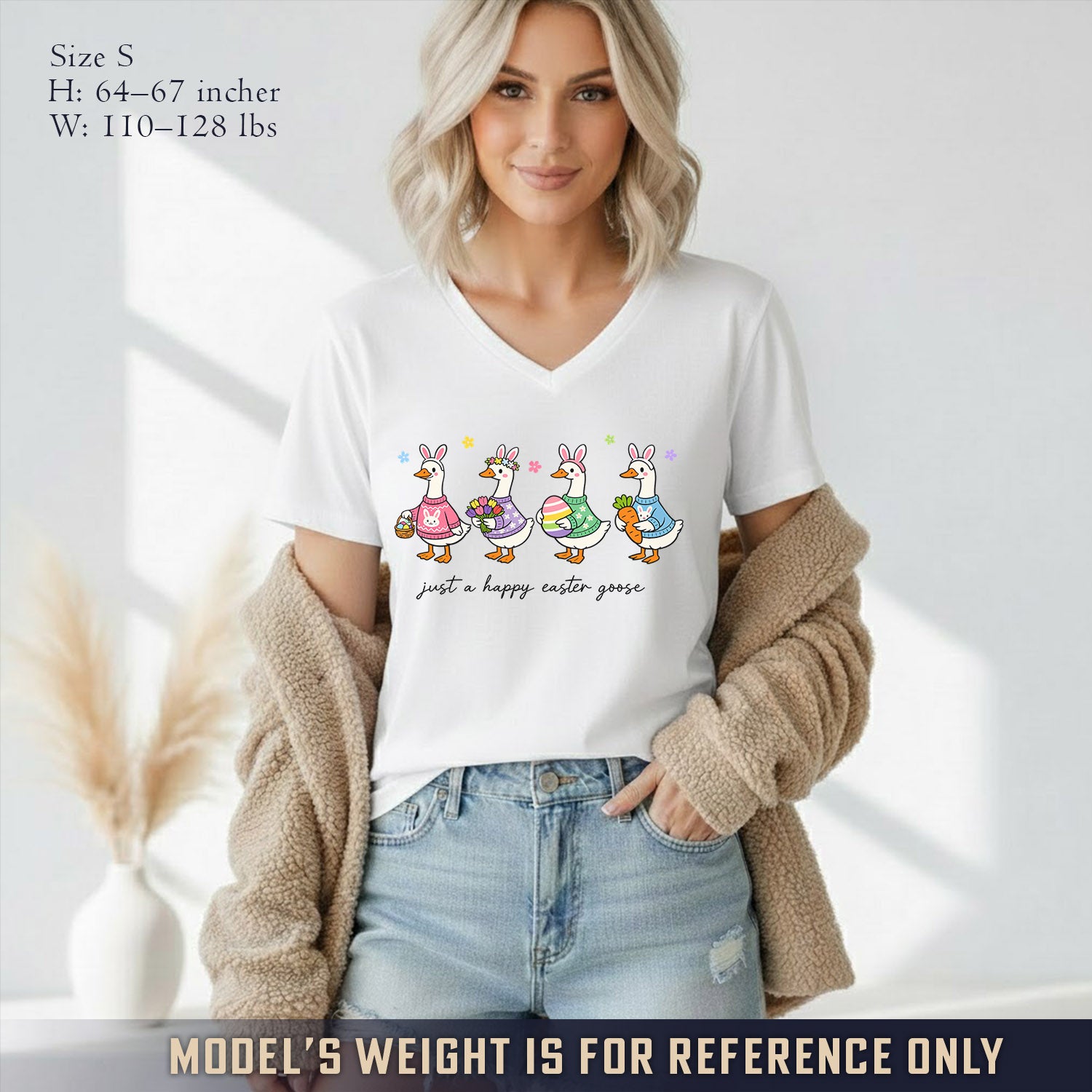 Just A Happy Easter Goose  - V-Neck Christian Shirt