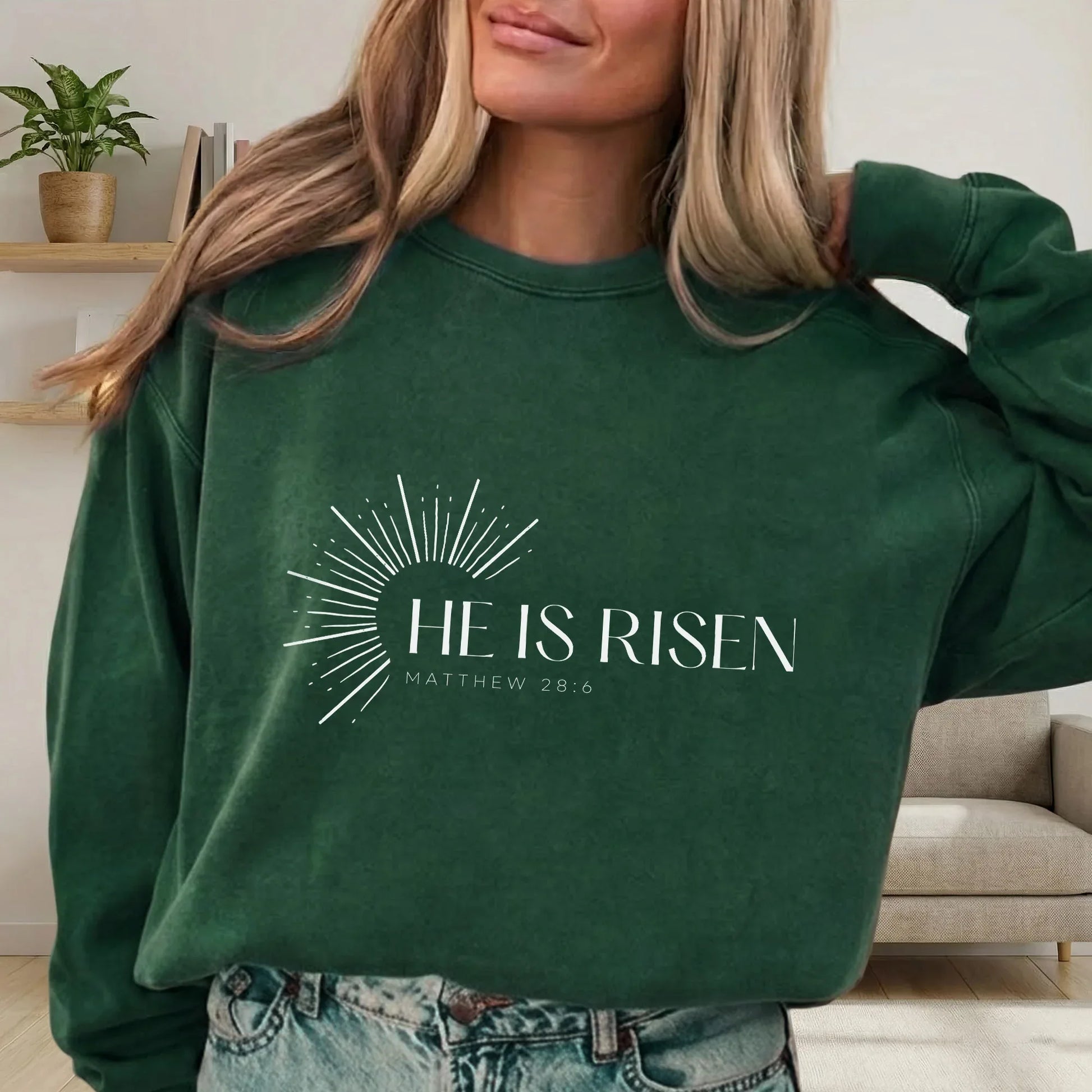 He Is Risen Matthew 28:6 Sunburst – He is Risen – Unisex Tshirt / Hoodie / Sweatshirt - Faith Guided Life